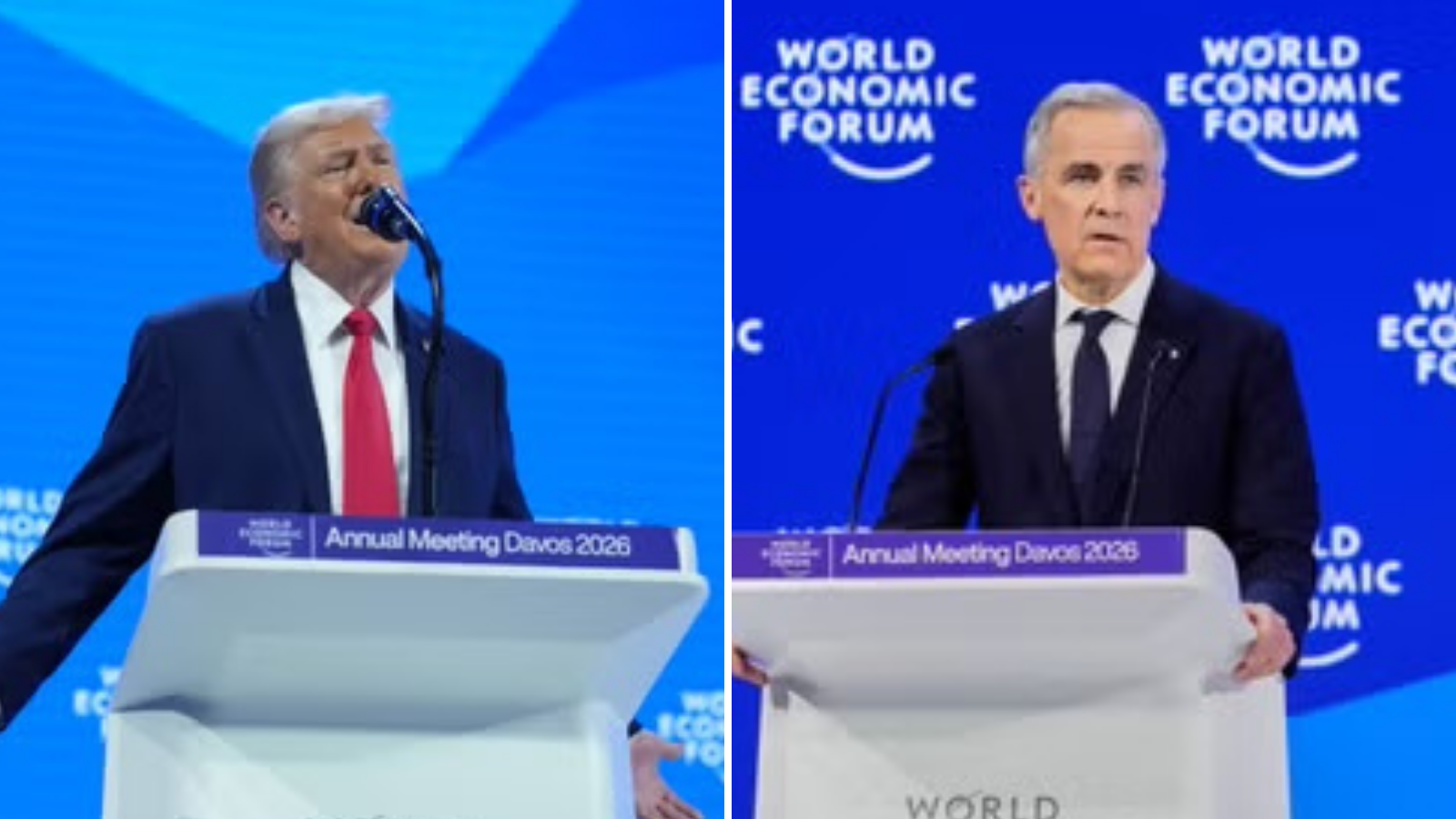 <p>Donald Trump has claimed that ‘Canada lives because of the United States’ as he hit out at Mark Carney during his extraordinary speech in Davos</p>