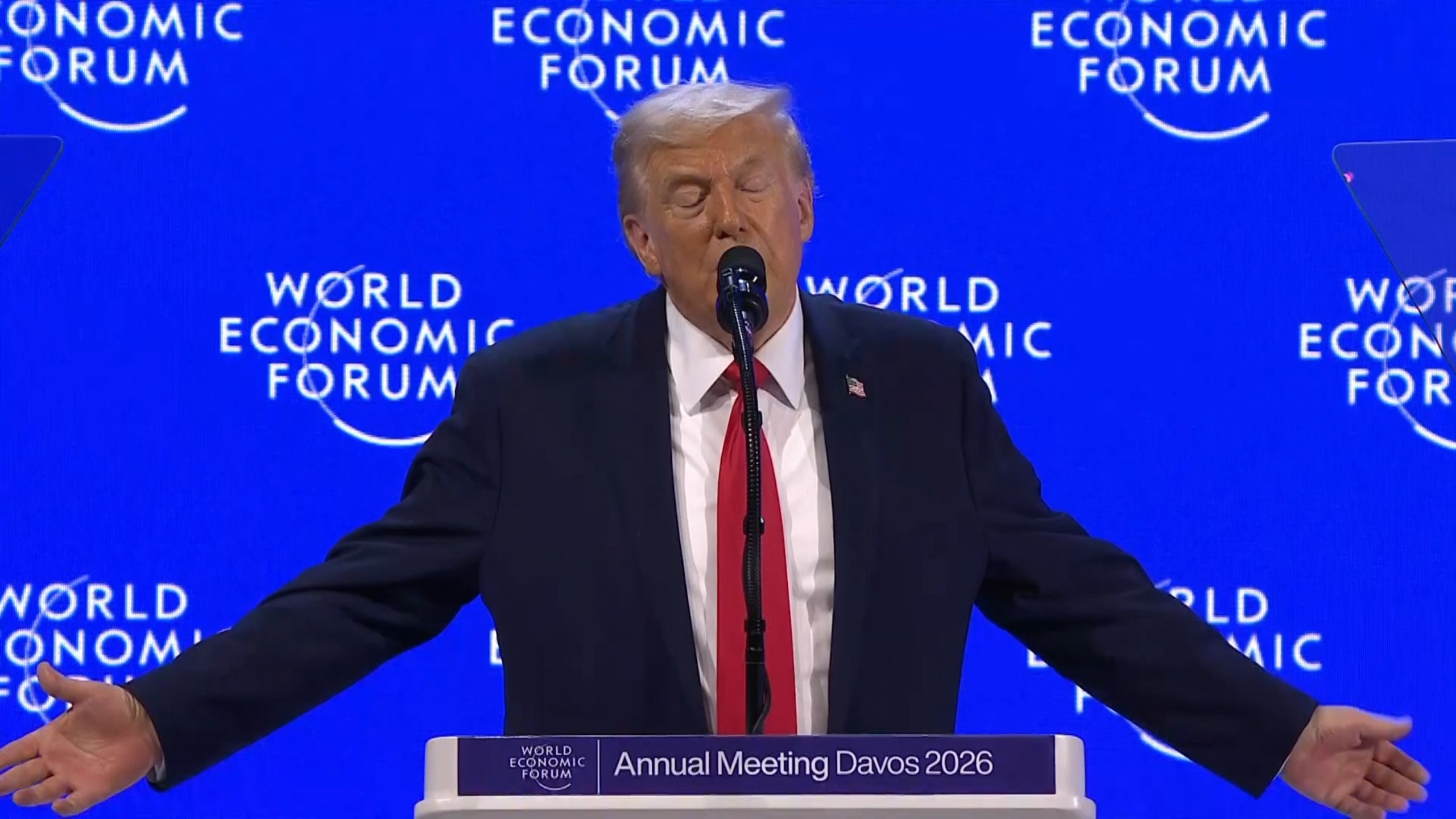Donald Trump addresses the annual meeting in Davos, Switzerland