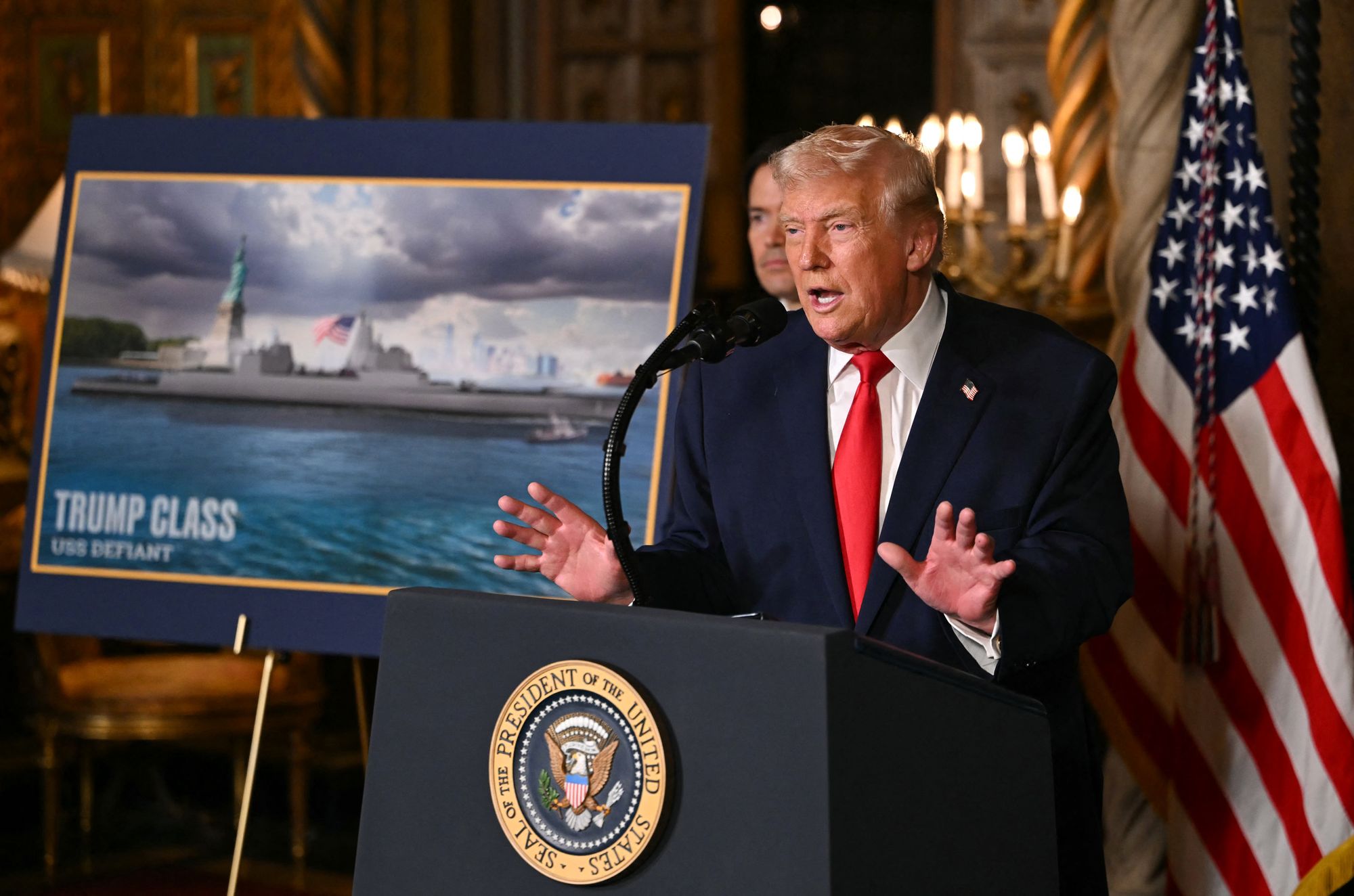 Trump announced the new 'Trump' class of battleships will have long-range missiles in addition to lasers and other forms of weaponry