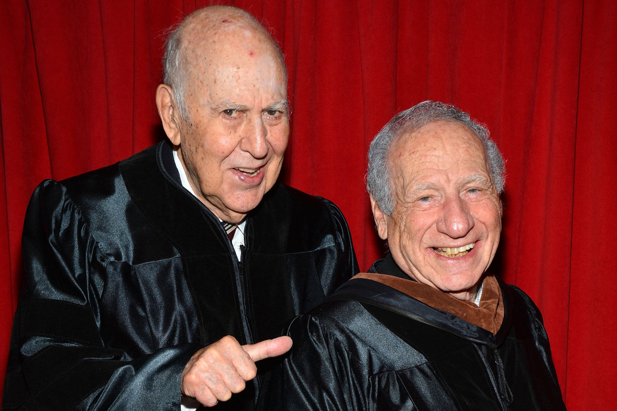 Carl Reiner and Mel Brooks, pictured together in 2012. Reiner died in 2020, five years before the murder of his son Rob Reiner