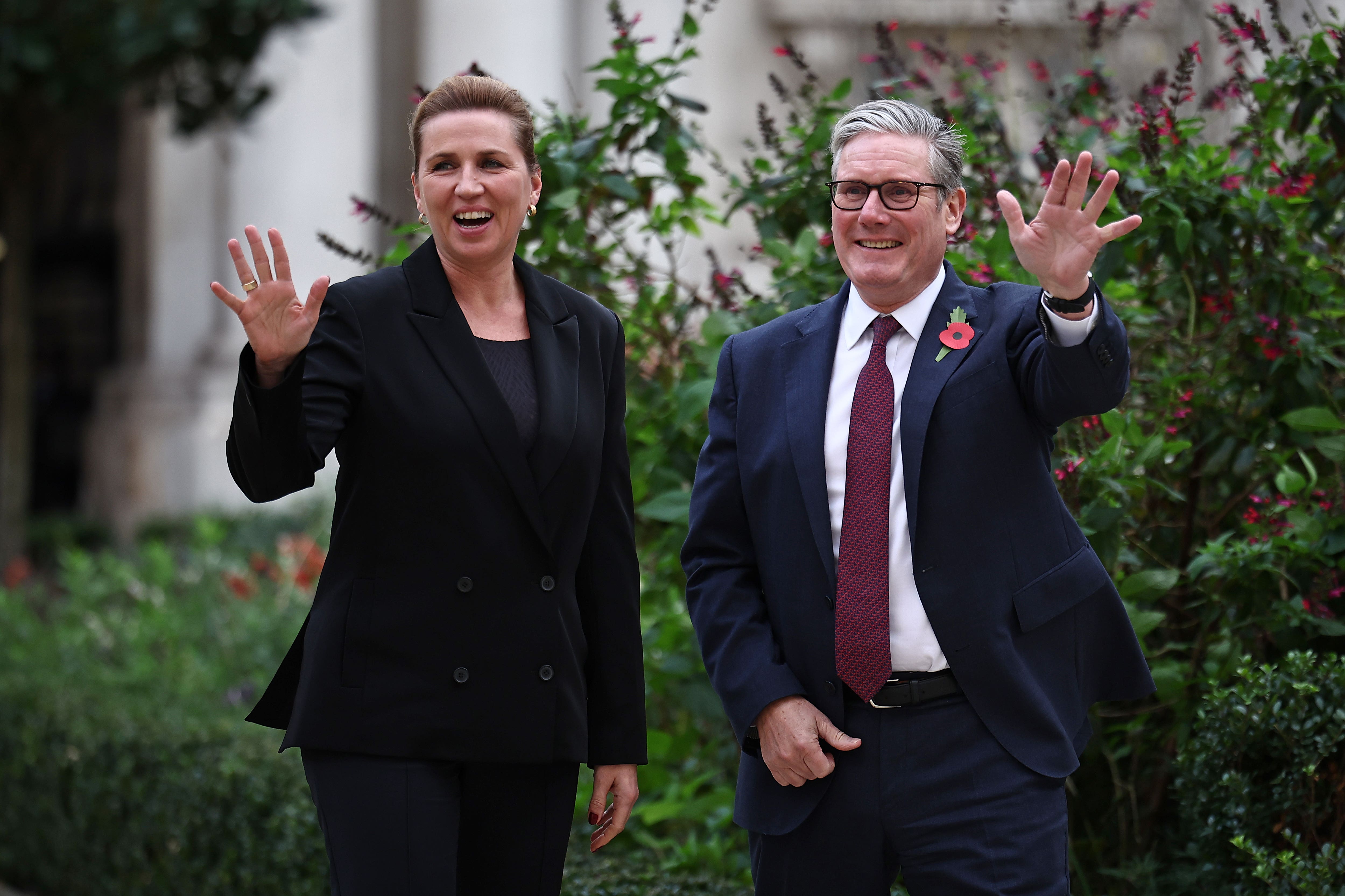 Sir Keir Starmer with Denmark’s Prime Minister Mette Frederiksen (Henry Nicholls/PA)