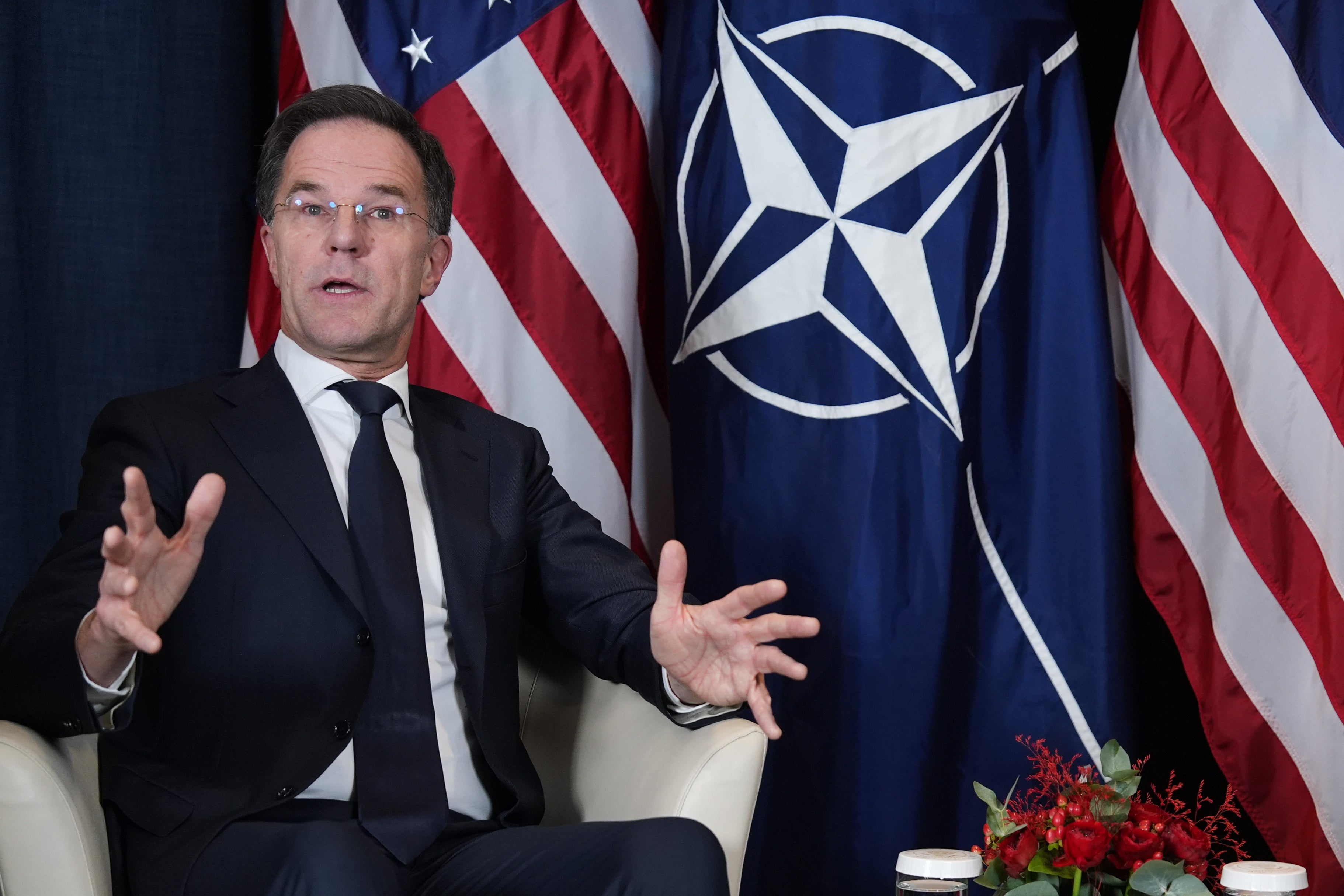 Nato secretary general Mark Rutte speaks at a briefing