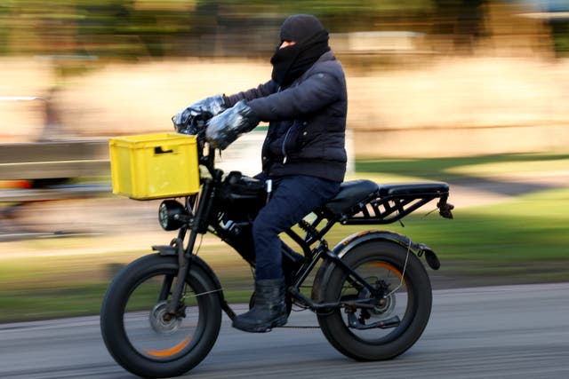 <p>A person drives a fatbike in Vondelpark while the city of Amsterdam is preparing to ban trendy "fat bikes" from busy areas, including the city's biggest park</p>