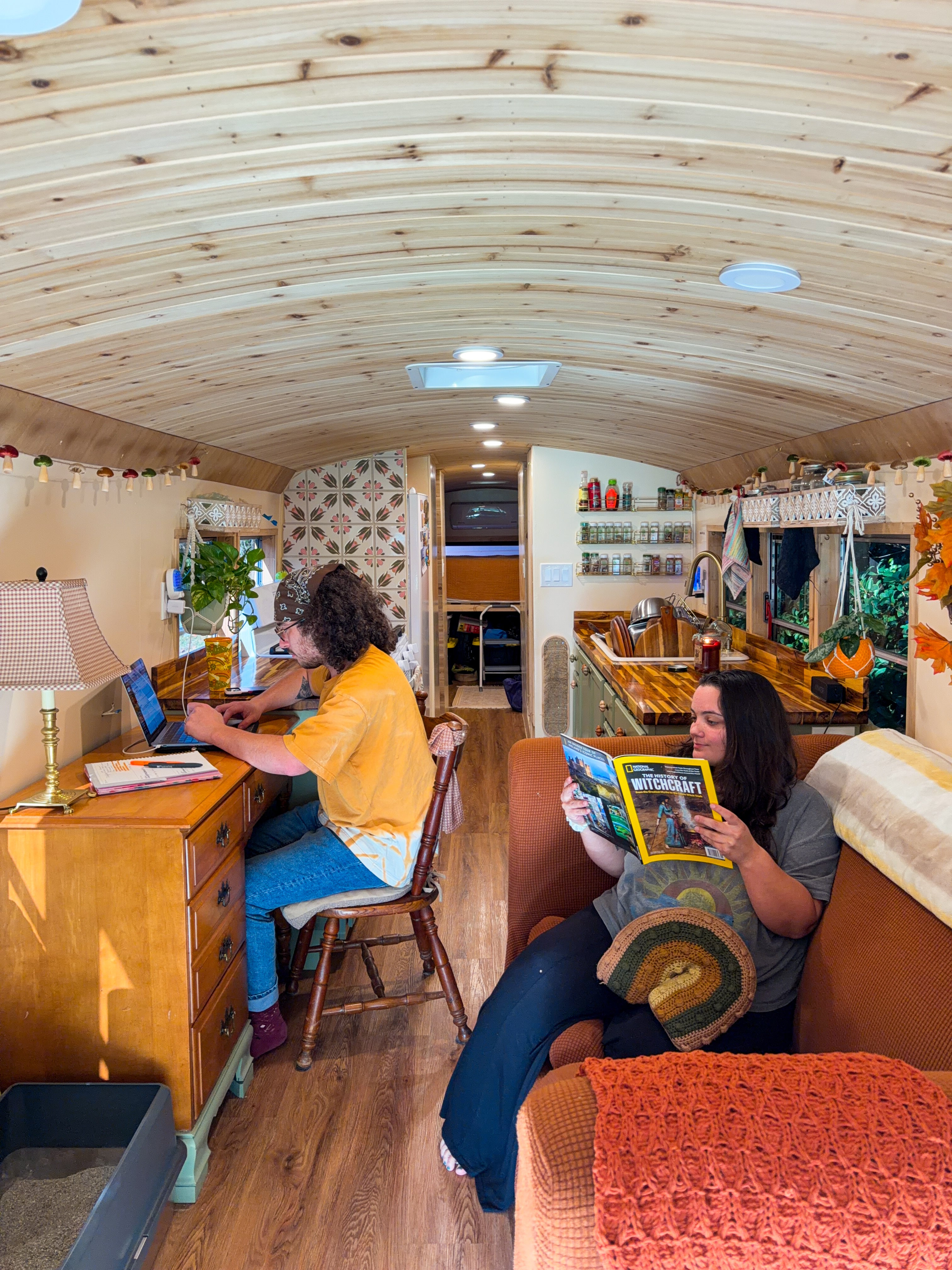 After working on their bus for four and a half years, Gomez and Elena took a break to finally live in it