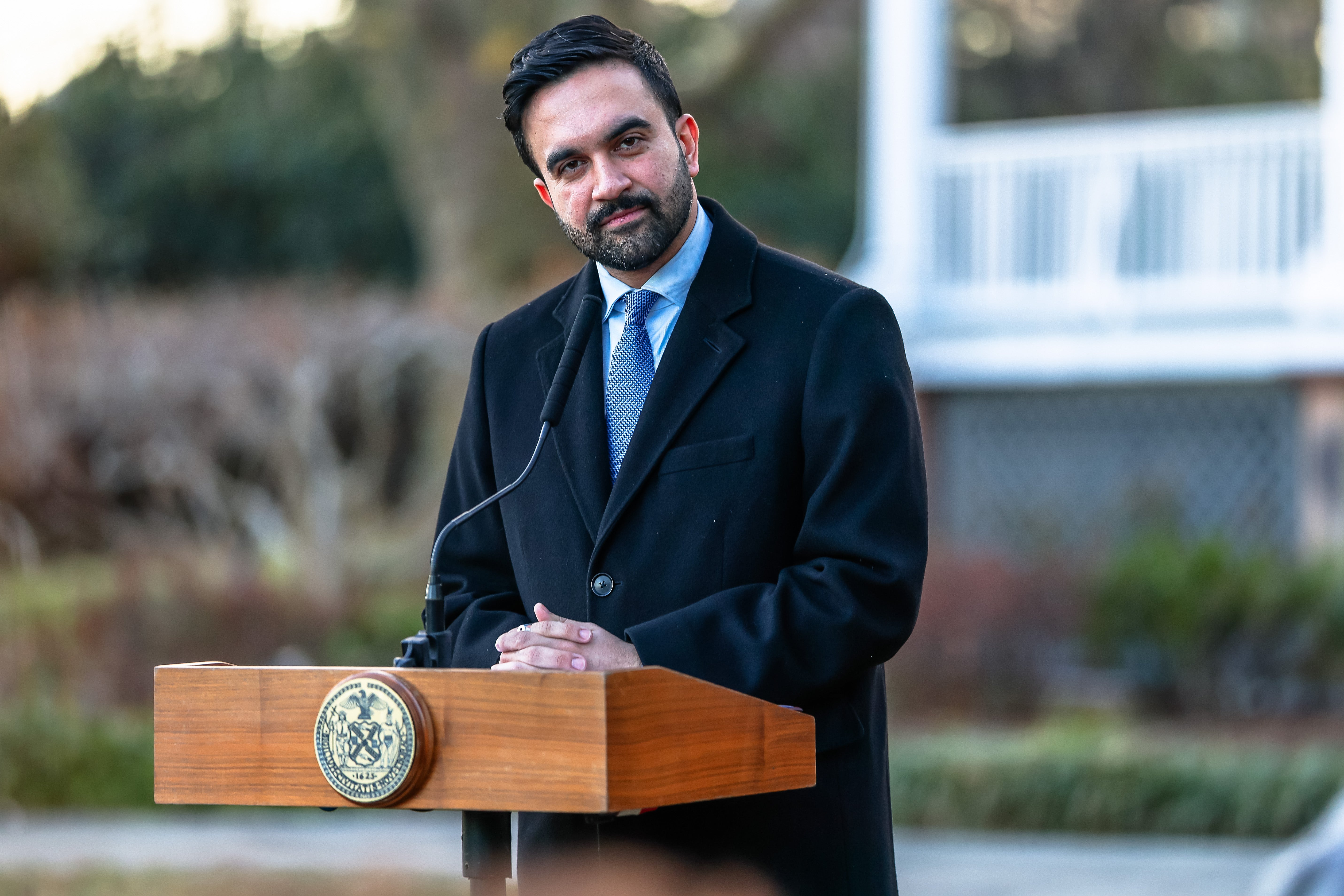 Mayor Zohran Mamdani speaks at a press conference.