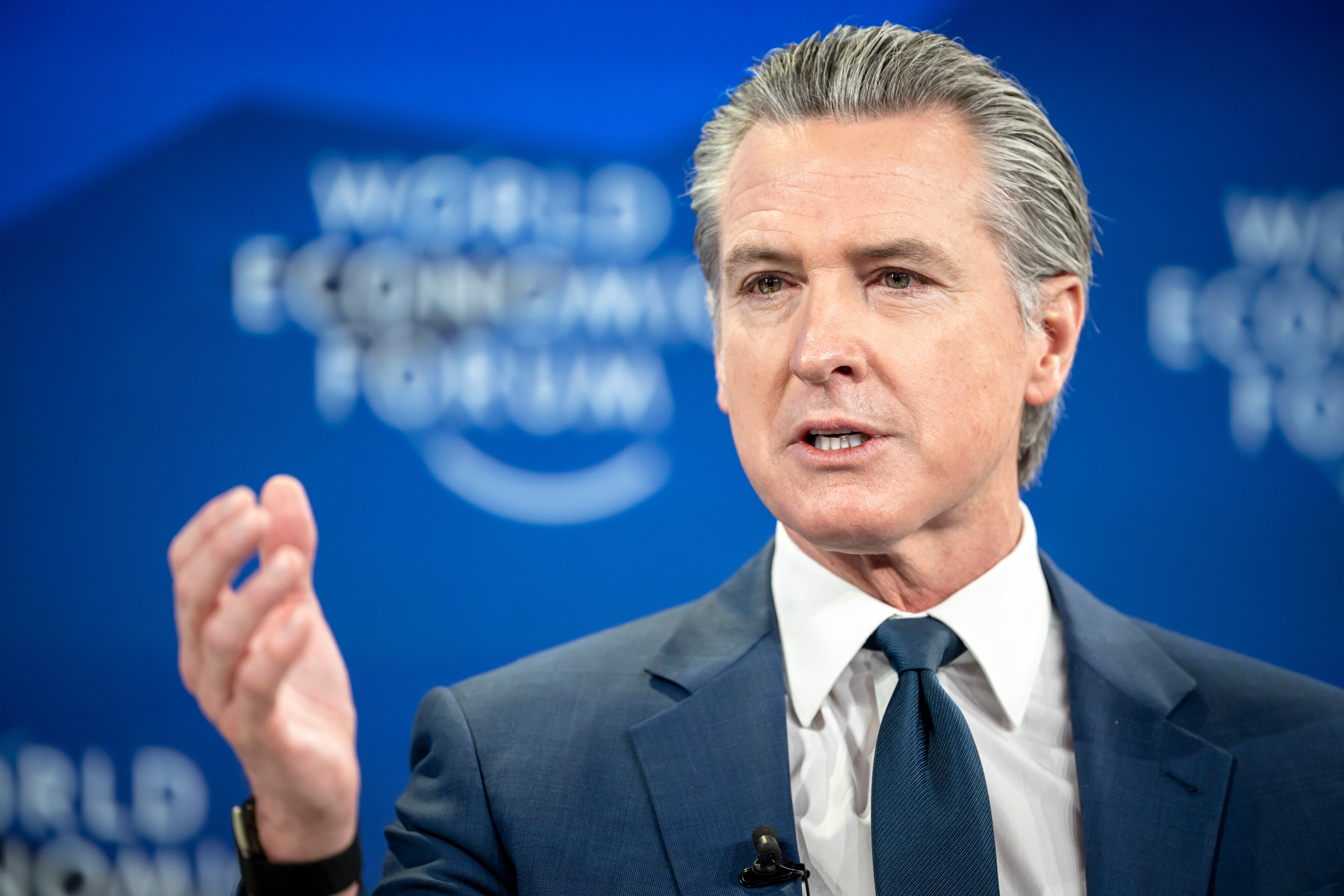 <p>California Gov. Gavin Newsom speaks at the World Economic Forum in Davos, Switzerland, on Thursday January 22, 2026</p>
