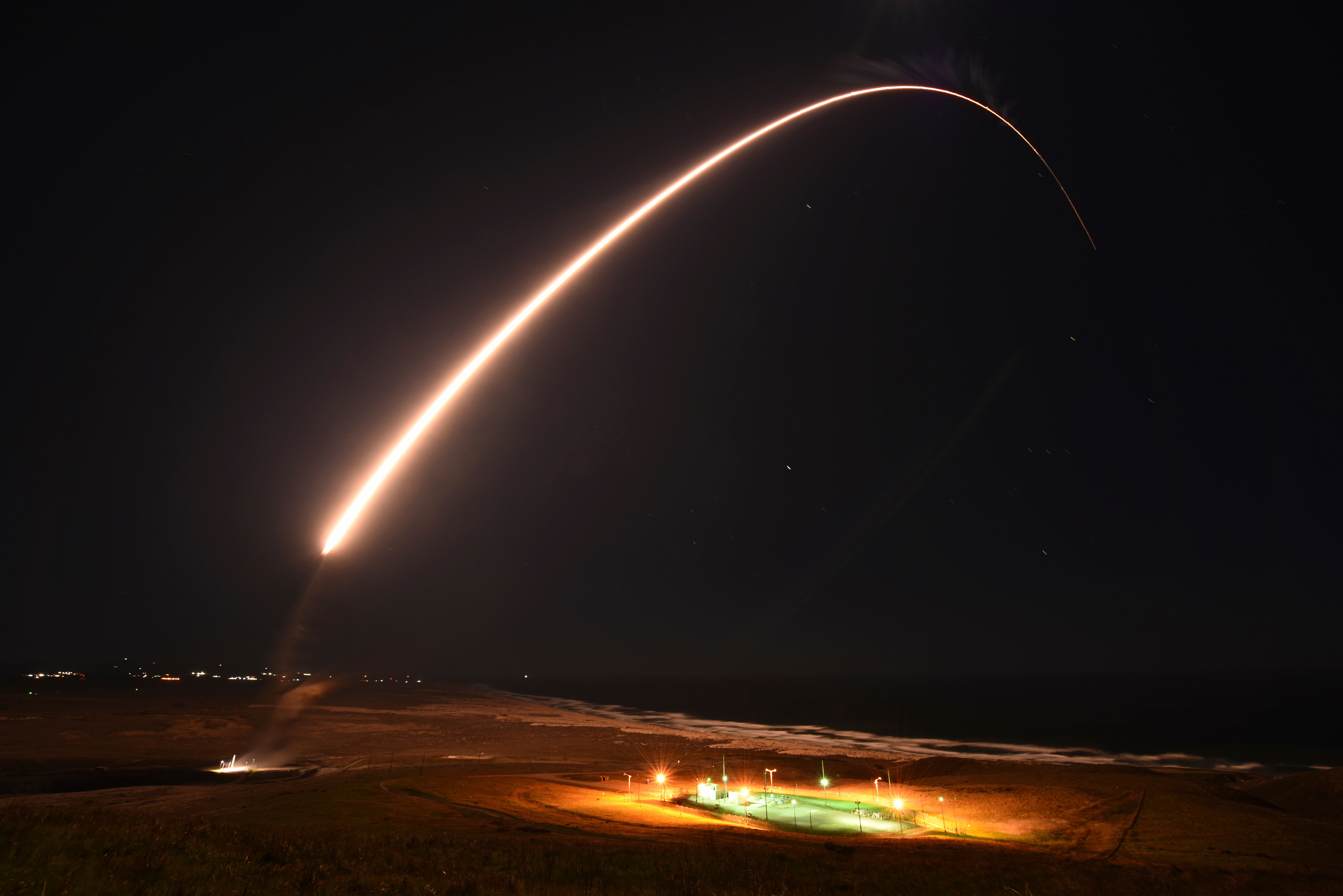 In this photo provided by the U.S. Army Space and Missile Defense Command, an unarmed Minuteman 3 intercontinental ballistic missile launches during an operation test at Vandenberg Air Force Base, Calif., on Feb. 23, 2021. (Brittany E. N. Murphy/U.S. Army Space and Missile Defense Command via AP, File)