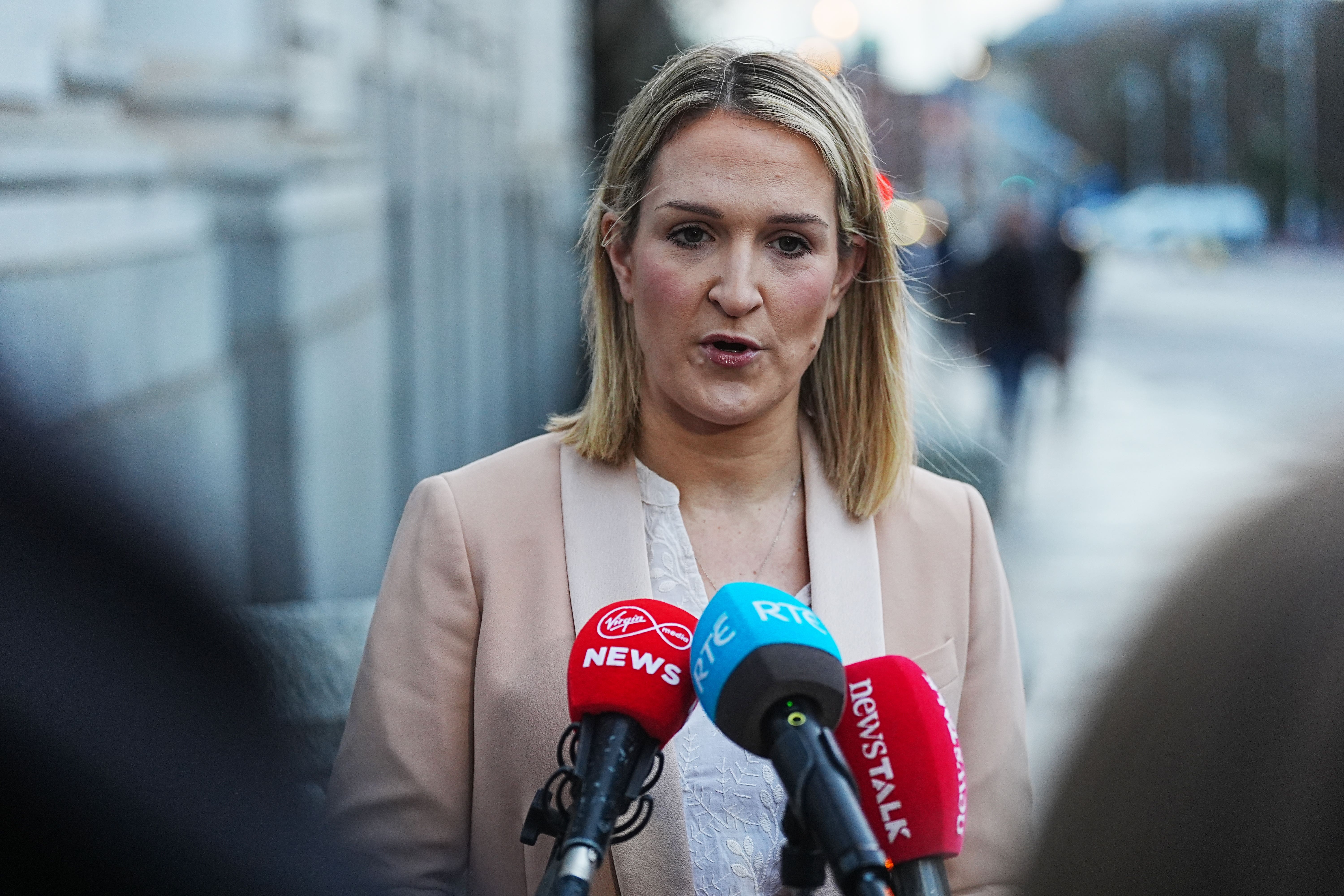 Helen McEntee addressed the issue outside Government Buildings, Dublin (Brian Lawless/PA)