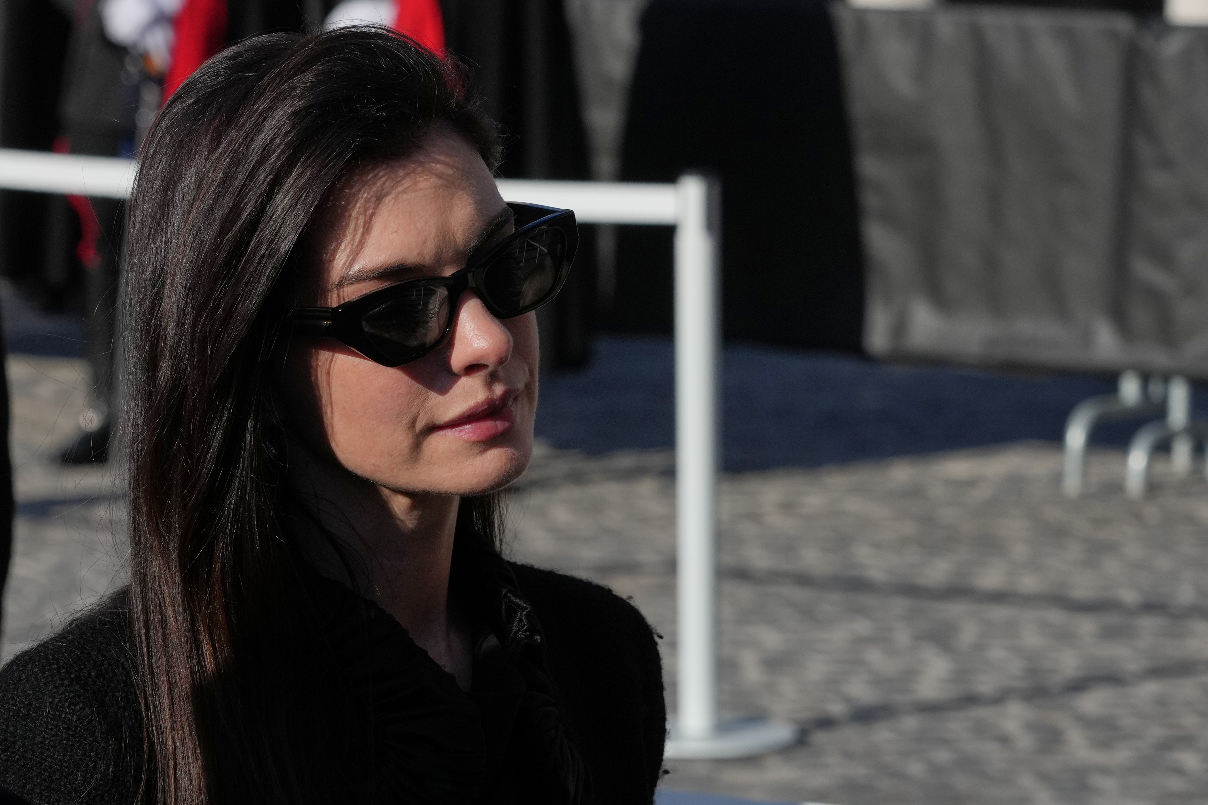 Anne Hathaway arrives to attend the funeral of fashion designer Valentino Garavani