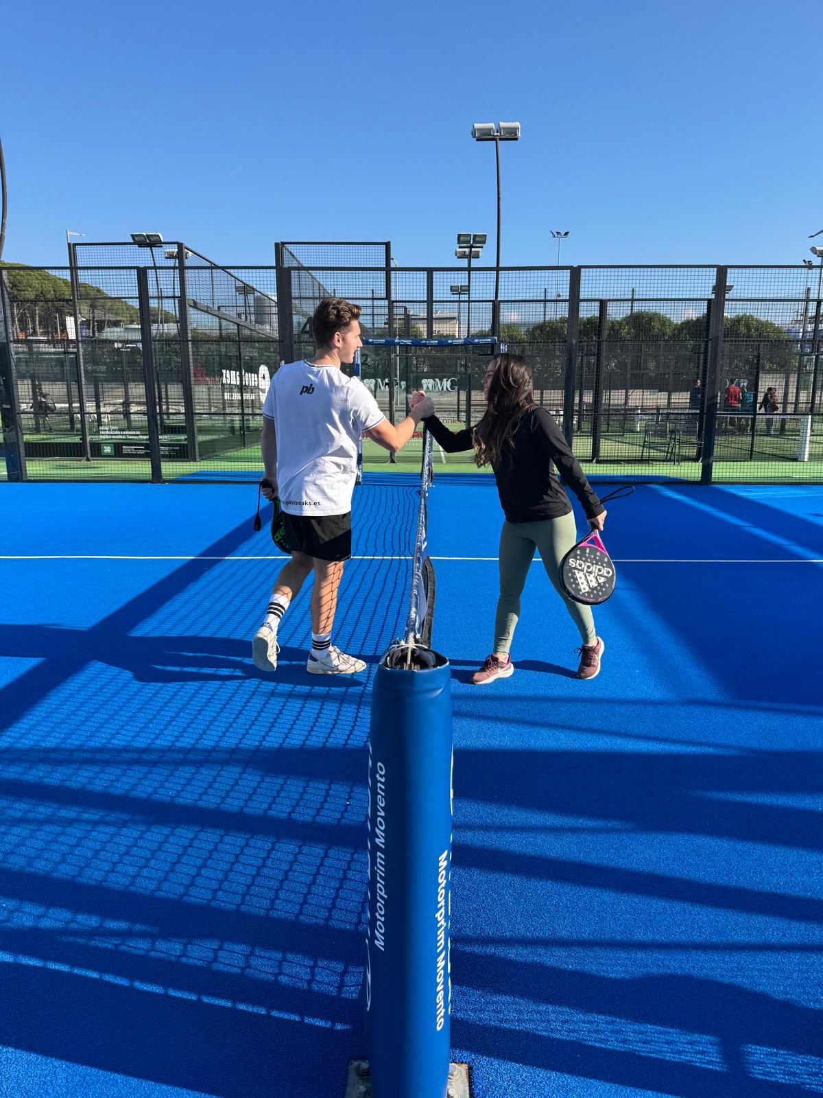 Game, set, match: Elena and her boyfriend Will on the padel court
