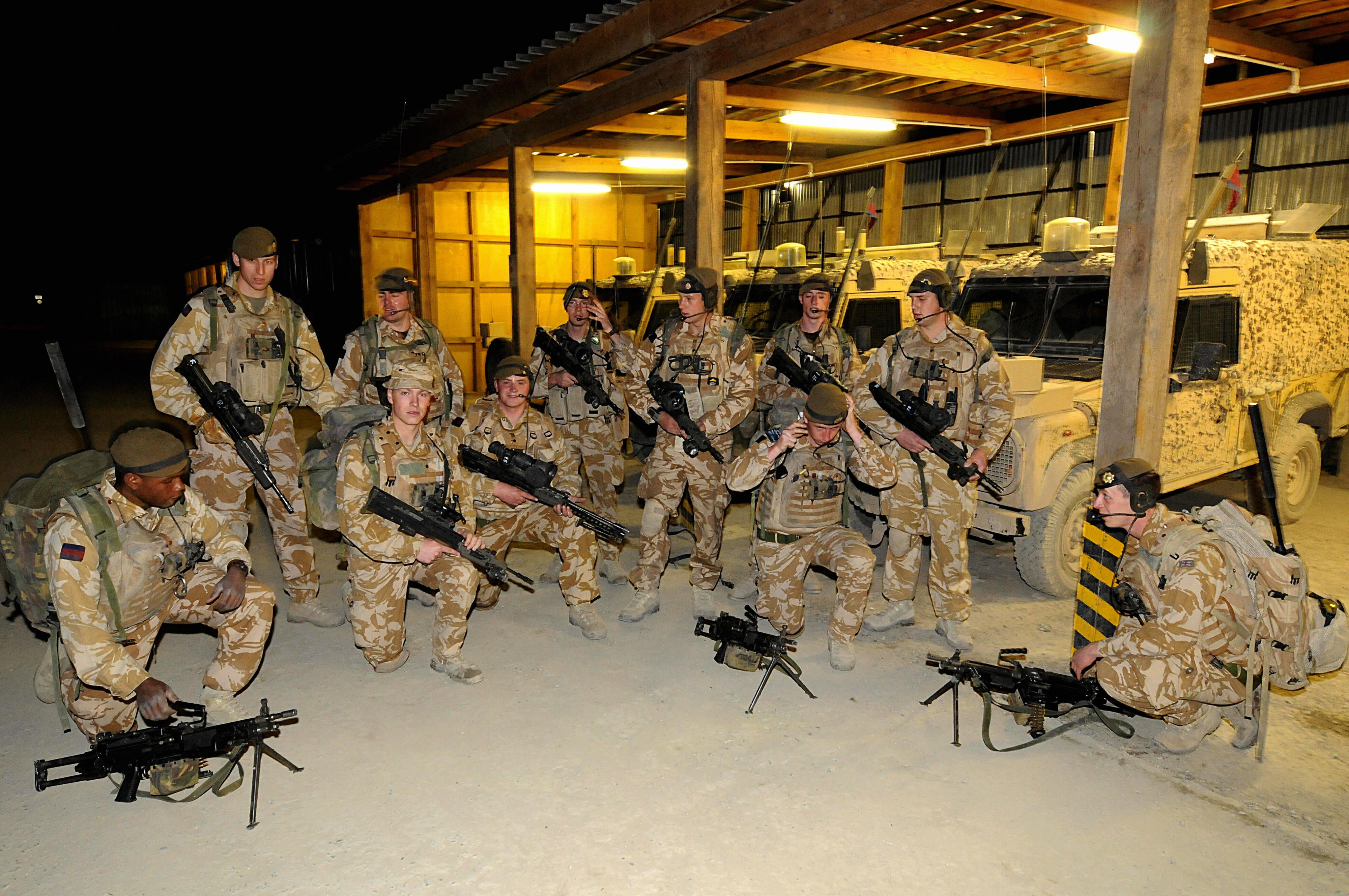 British soldiers with the Nato-led International Security Assistance Force (ISAF) pictured prior to a night patrol in Kabul in 2008
