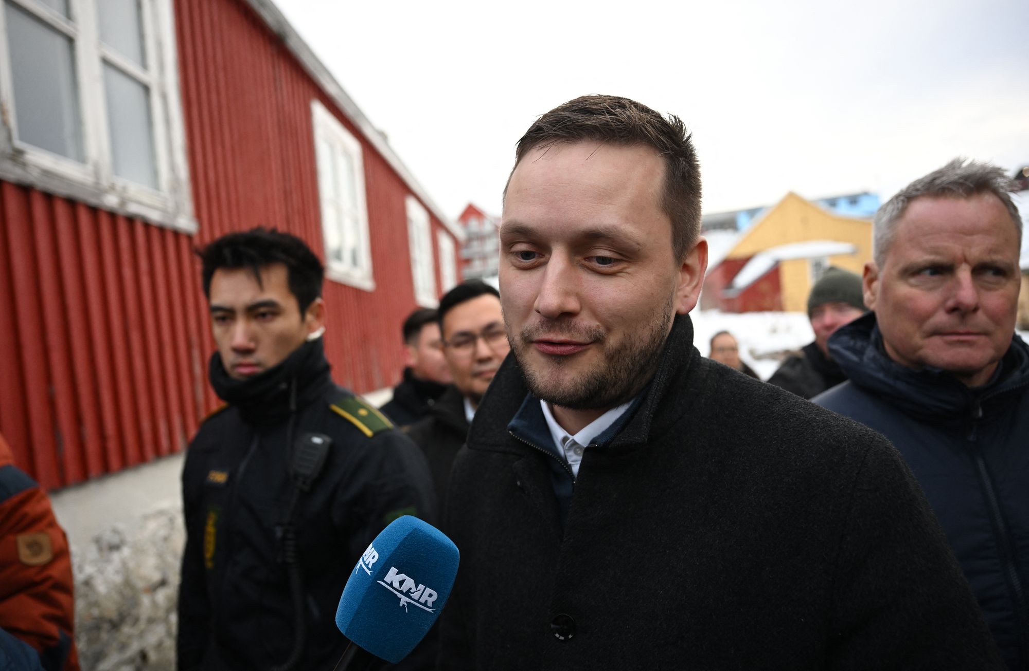 Greenland's Prime Minister Jens-Frederik Nielsen speaks to the media after a meeting with the Danish Prime Minister in Nuuk, Greenland, on January 23, 2026