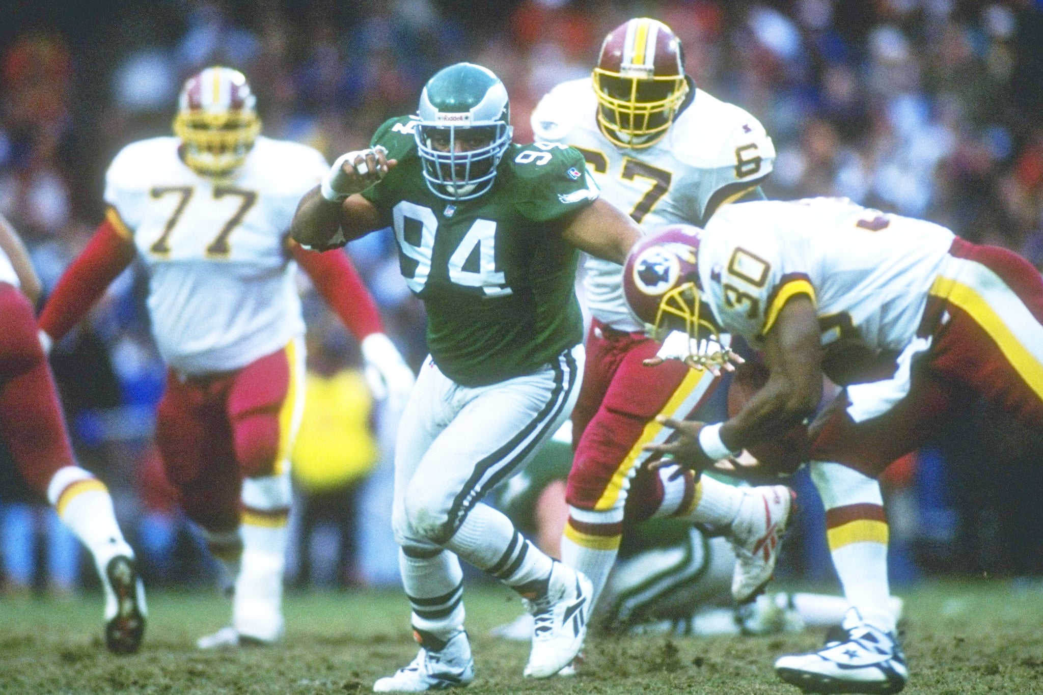 Kevin Johnson, 55, who once played for the Philadelphia Eagles, was found dead on Wednesday at an encampment in the Willowbrook area