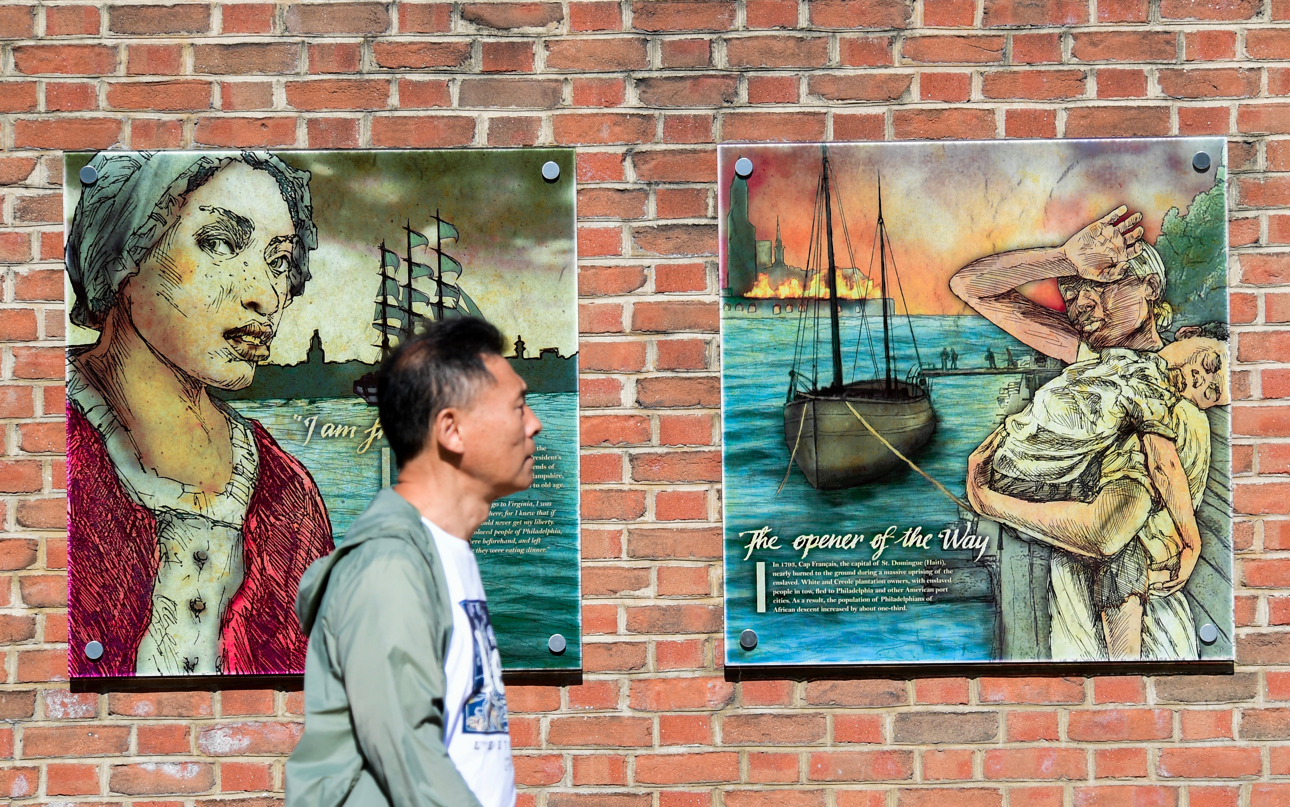 Part of the slavery exhibit at the President's House Site, seen last summer prior to its removal