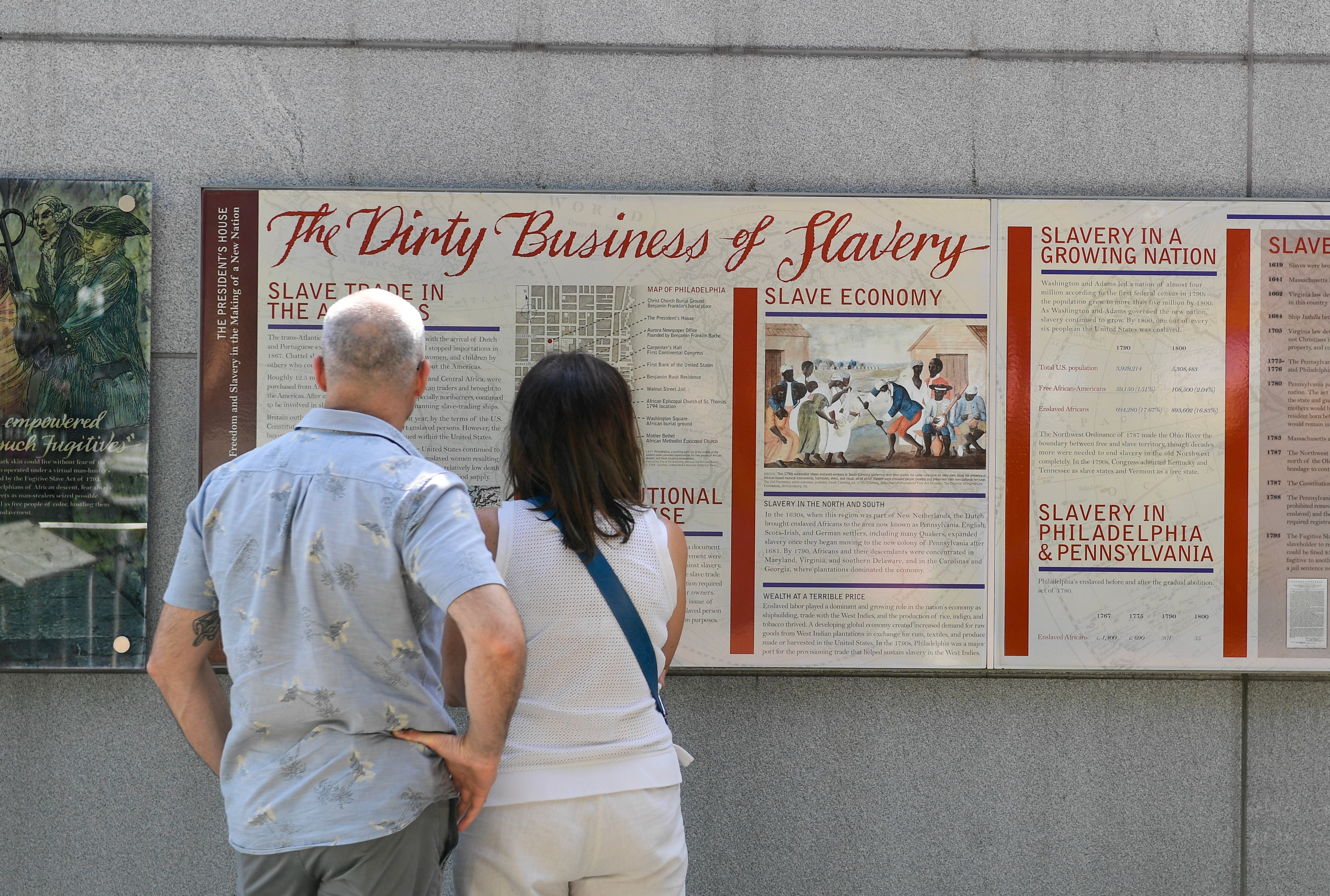 The slavery exhibit was intended as a memorial to the nine slaves kept by George Washington when he lived at the residence from 1790-97