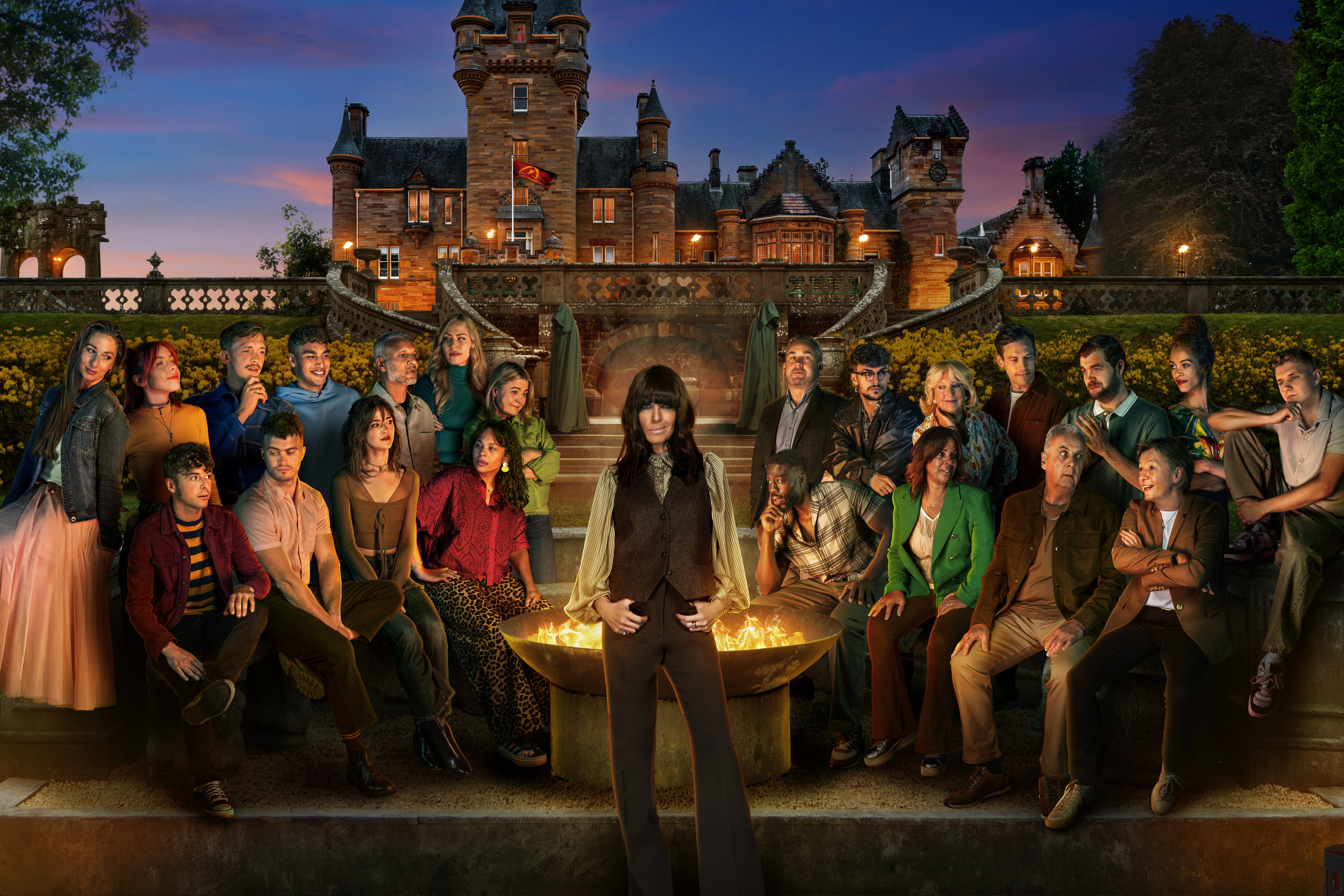 For use in UK, Ireland or Benelux countries only Undated BBC handout photo of the contestants in series four of BBC1’s The Traitors, (left to right back row) Rachel, Jessie, Stephen, Faraaz, Maz, Ellie, Harriet, Hugo, Jack, Fiona, Sam, Adam, Roxy, Reece, (left to right front row) James, Matthew, Jade, Netty, Ross, Judy, Ben, Amanda and host Claudia Winkleman (standing centre). Issue date: Thursday January 1, 2026.