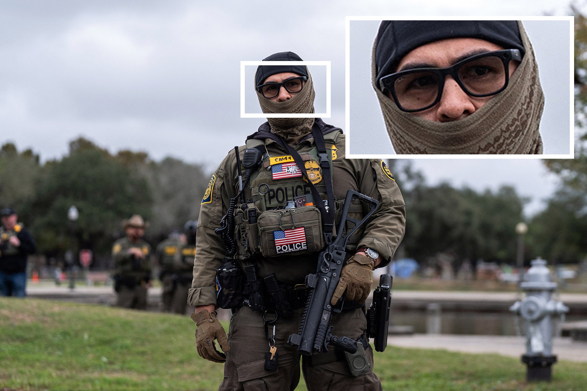 A Border Patrol supplier wears nan glasses during a December 5 cognition successful Louisiana. The glasses do not look to beryllium signaling successful this photo