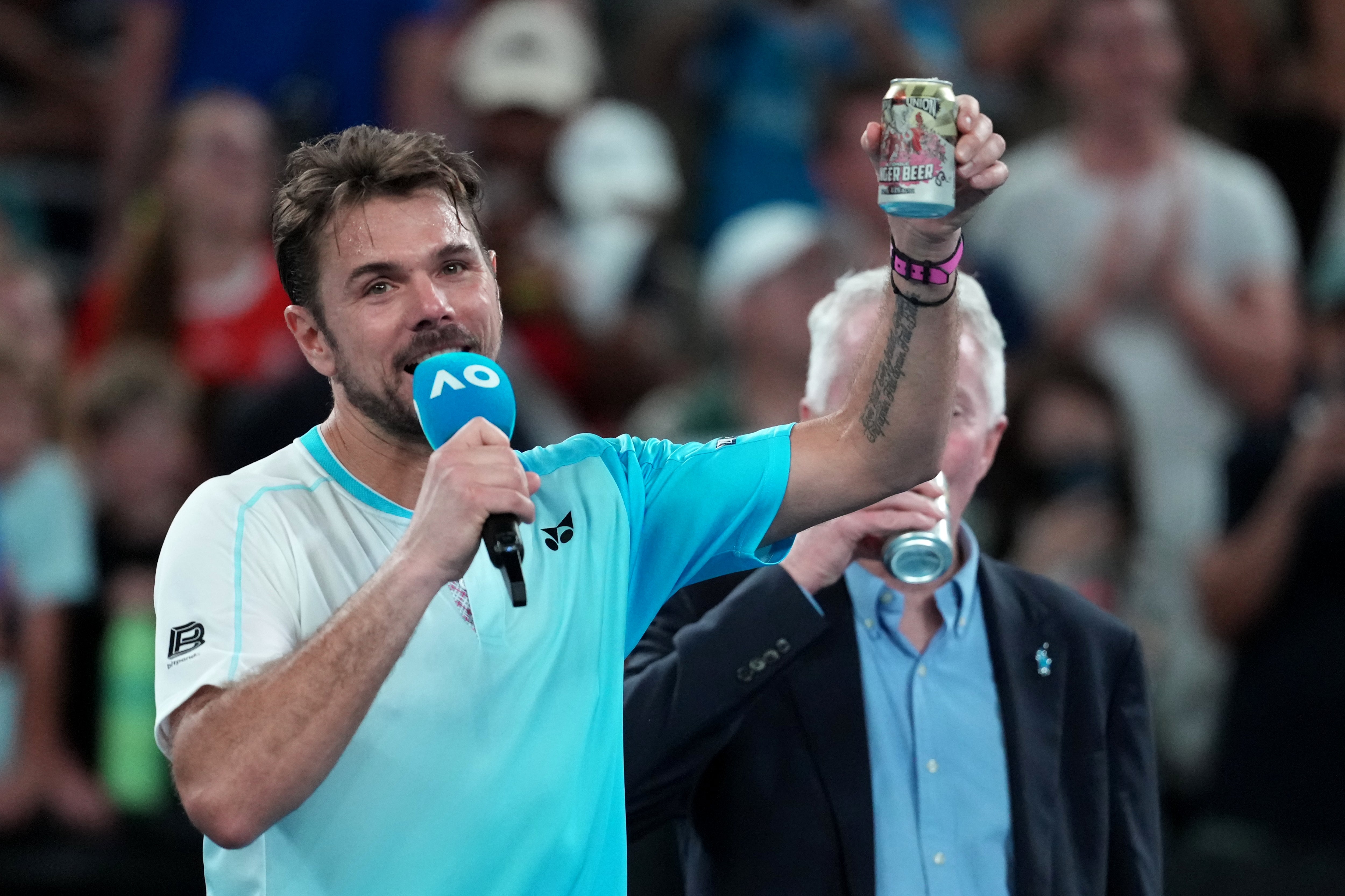 Stan Wawrinka bids farewell at Australian Open with beers after Taylor Fritz loss
