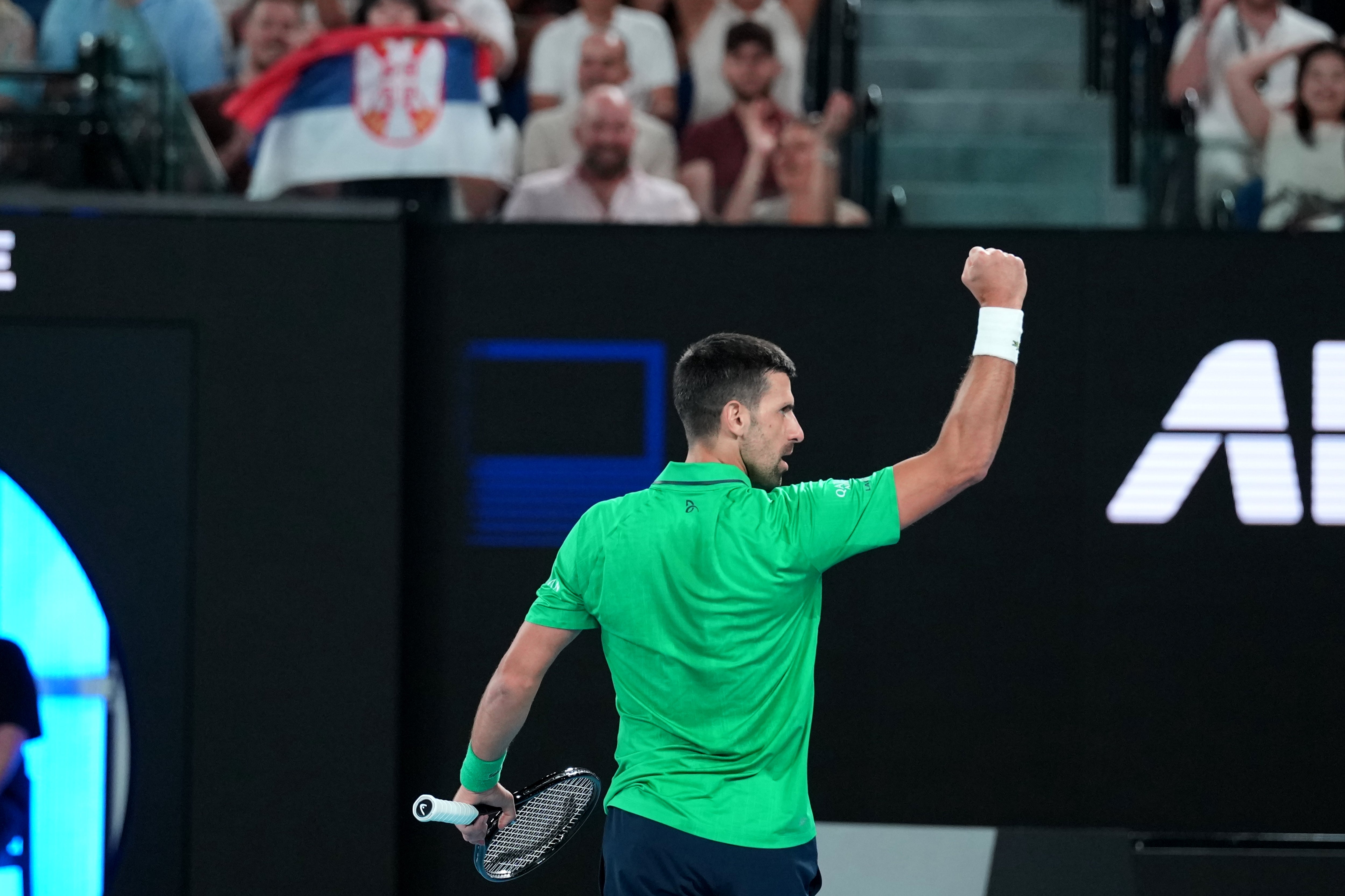 Novak Djokovic had to save two set points in the third set on his way to victory