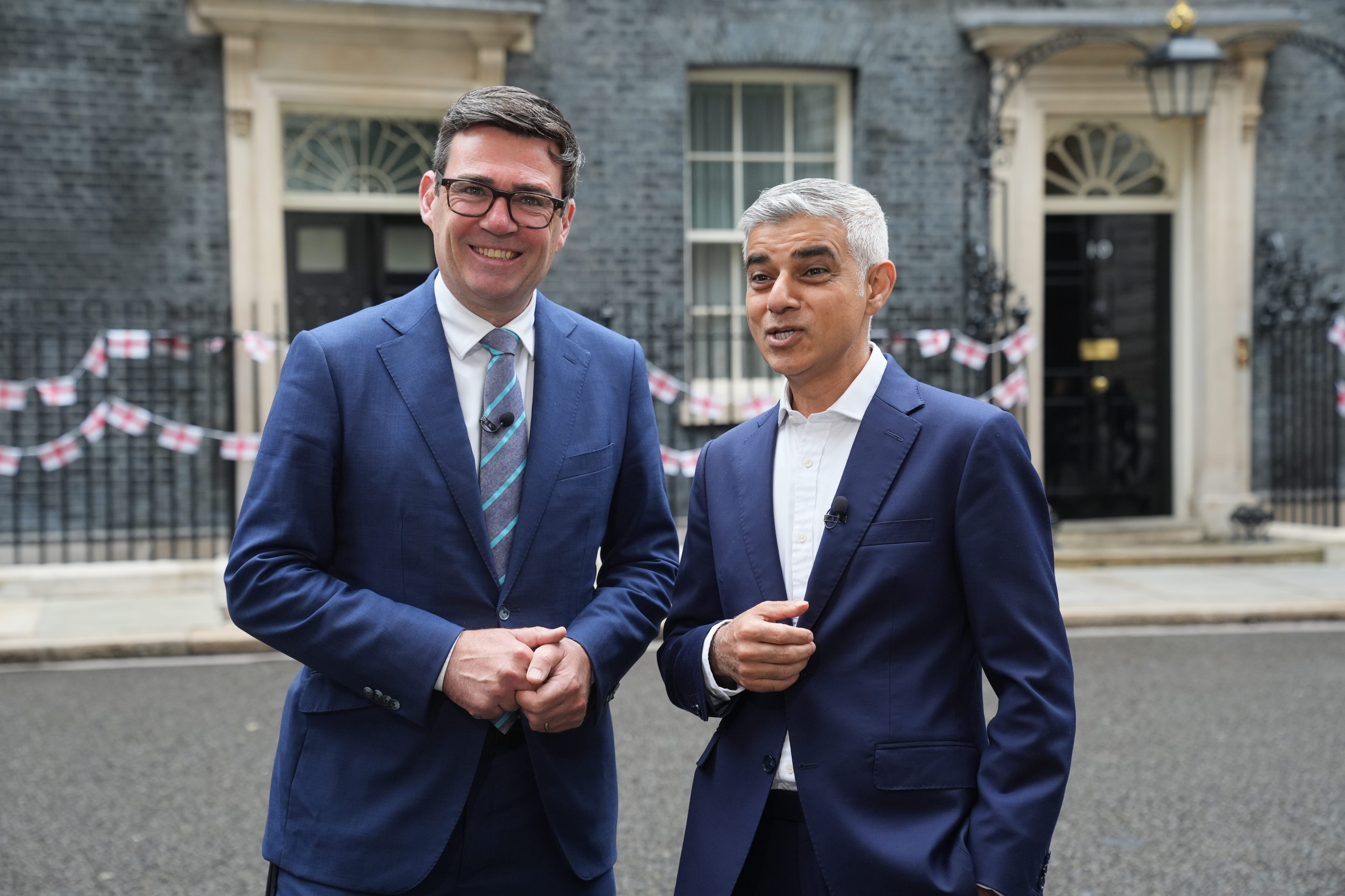 Sadiq Khan said he would campaign for Andy Burnham if the Greater Manchester mayor was selected for the Gorton and Denton by-election (Lucy North/PA)