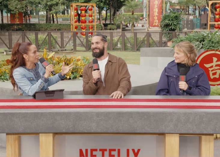 Seth Rollins, Elle Duncan and Emily Harrington were commentators on ‘Skyscraper Live’