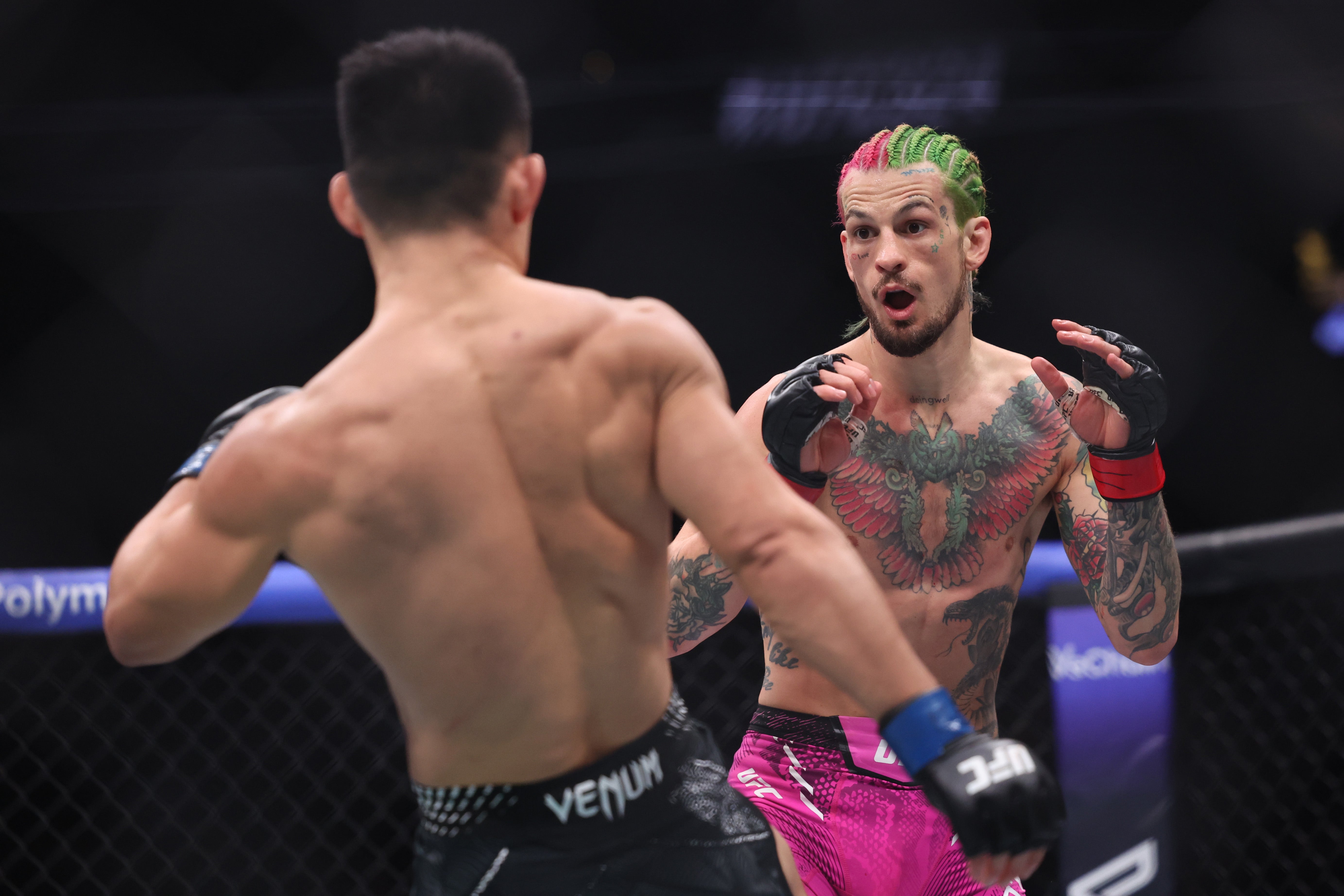 Sean O’Malley (right) won a crucial bout with Song Yadong via a narrow decision