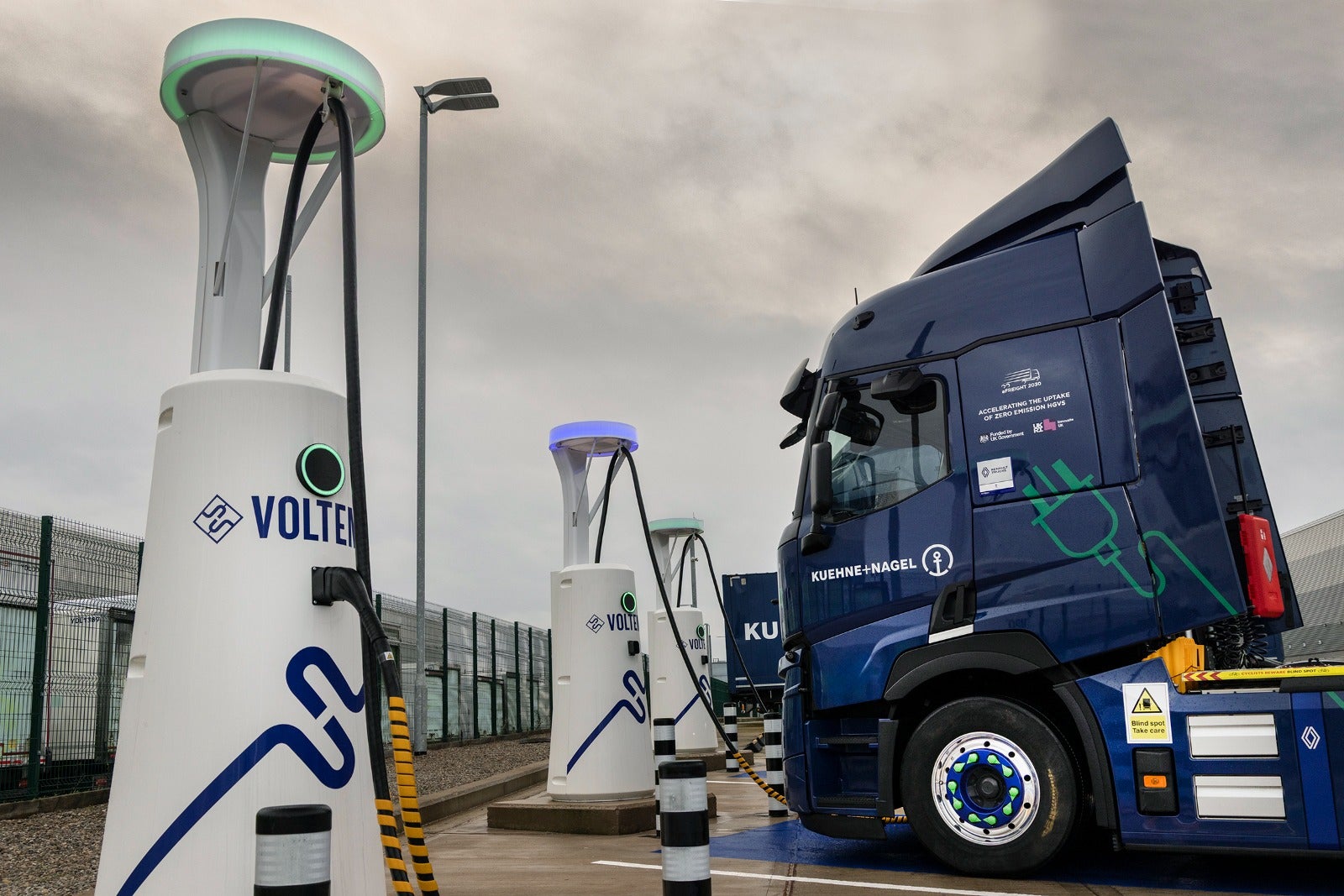 The DAF truck charged at Voltempo HyperCharger installation en route to the channel tunnel