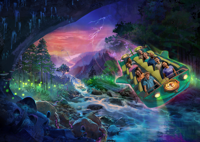 ‘NightFlight Expedition’ features a unique ride vehicle that can float on water and lock onto a rollercoaster track