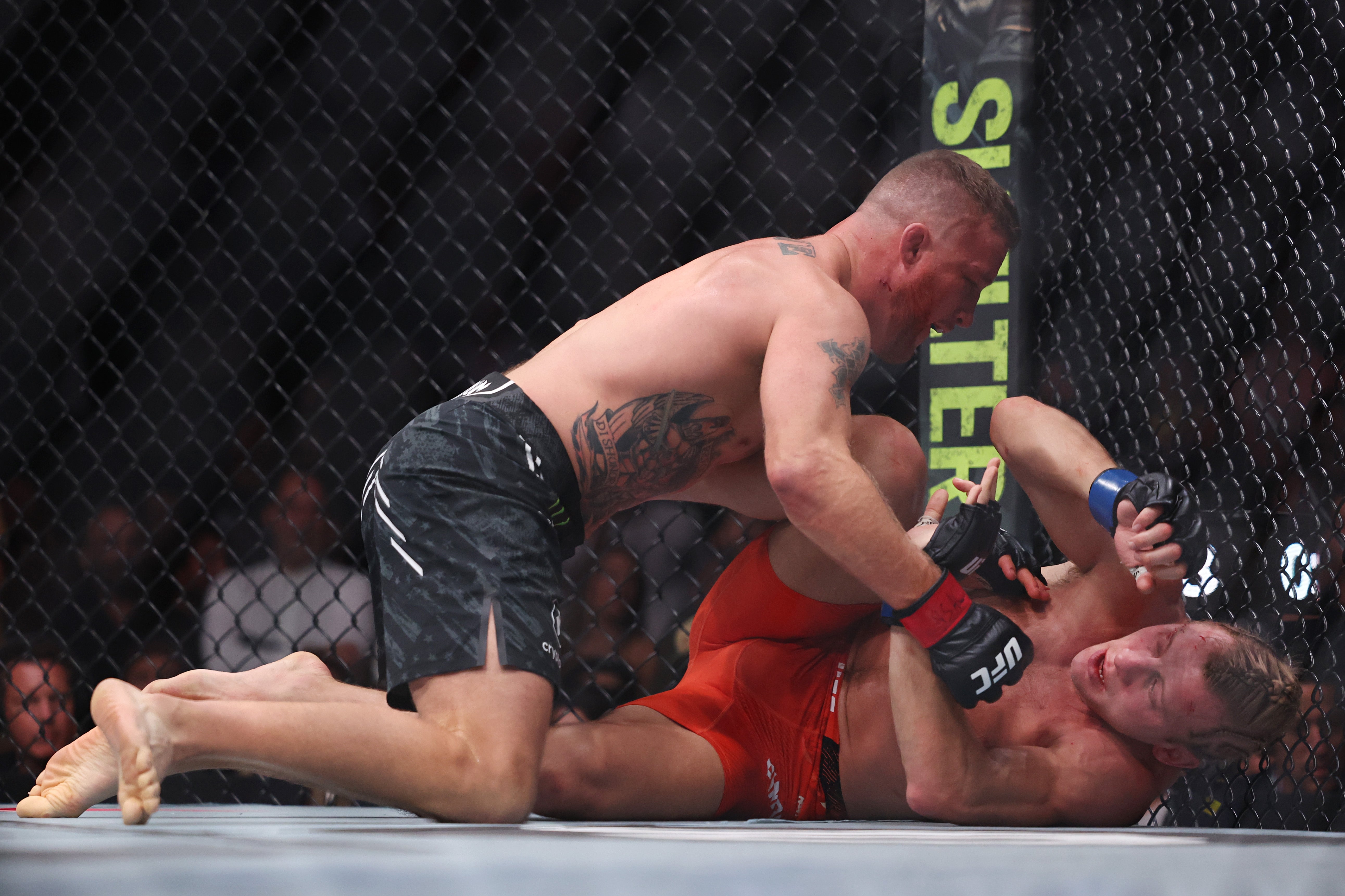 Paddy Pimblett (right) was almost finished by Justin Gaethje multiple times