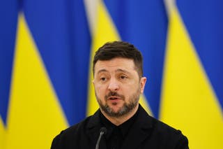 Ukrajinski predsjednik Volodymyr Zelensky govori tijekom zajedničke konferencije za novinare