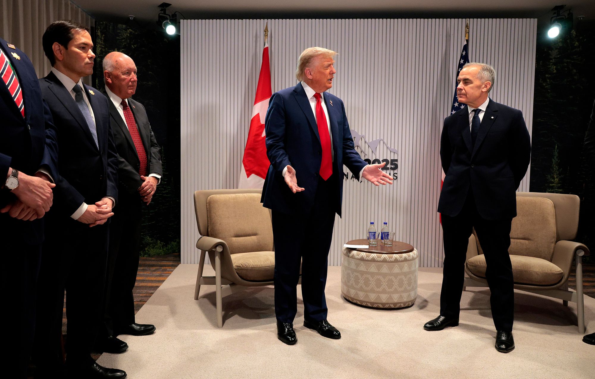 Hoekstra (pictured to the left of Trump) described the US’s current defense relationship with Canada as ‘awesome’