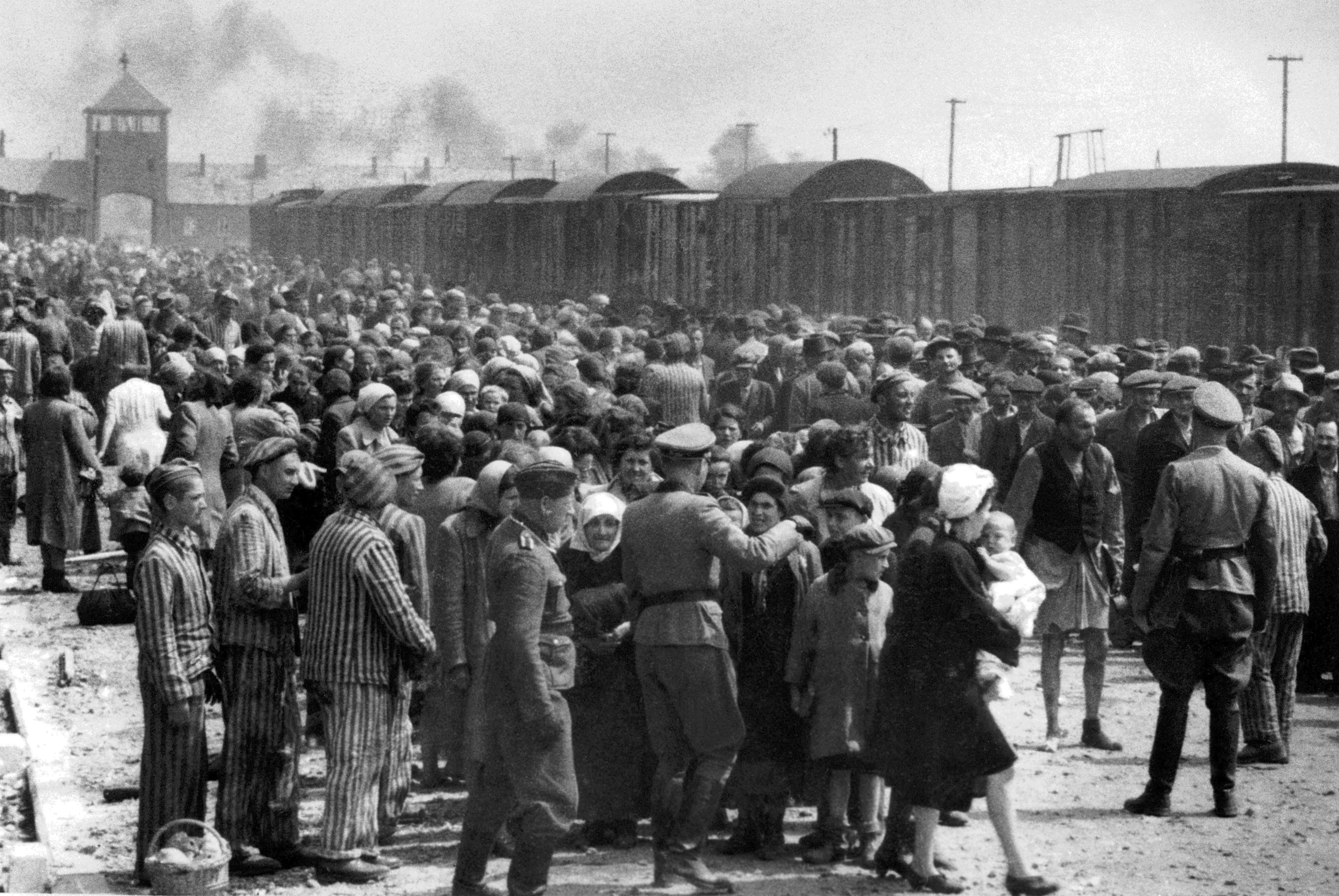 A ‘selection’ of Hungarian Jews on the ramp at Auschwitz-II-Birkenau in German-occupied Poland, May/June 1944, during the final phase of the Holocaust