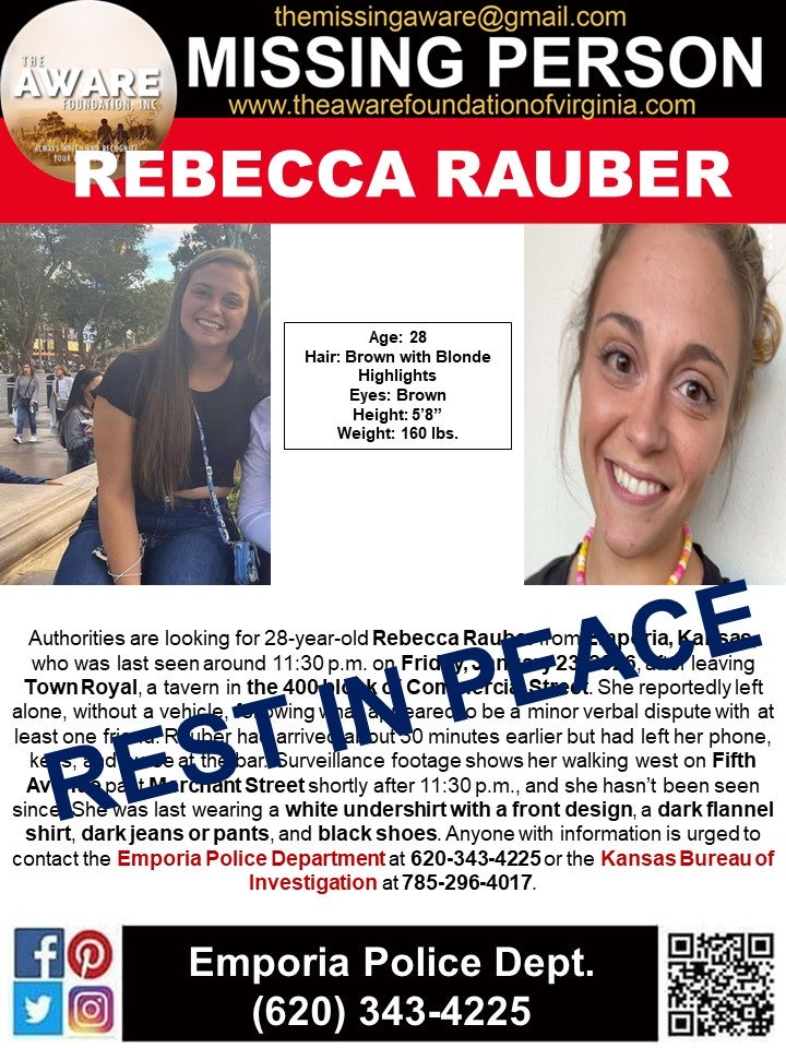 Police say they believe Rauber may have died from hypothermia early on in her disappearance as she was covered in snow due to the snowstorm