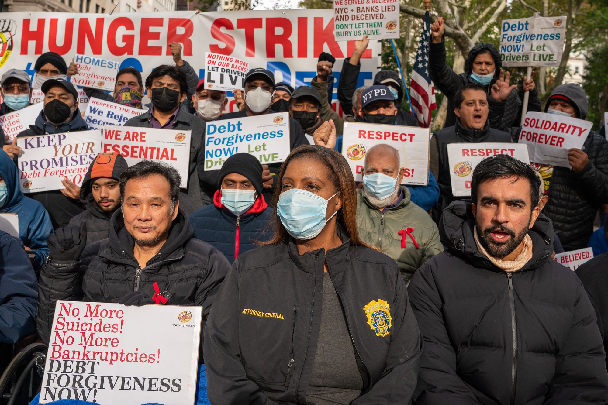 Zohran Mamdani (pictured right) has been loyal to the New York Taxi Workers Alliance since 2021 when he joined a hunger strike for debt relief