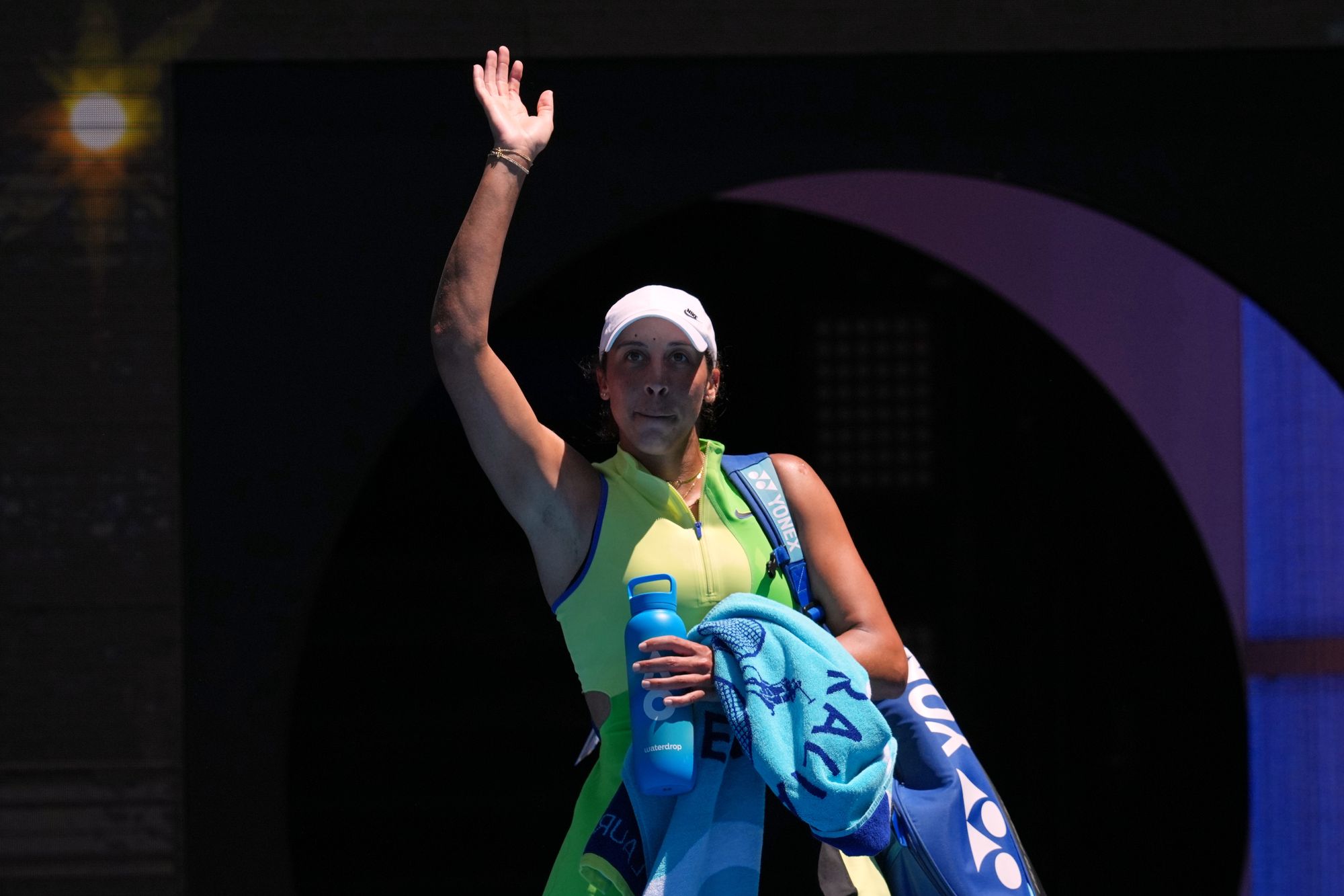 Madison Keys waves goodbye to the Australian Open after losing to Jessica Pegula