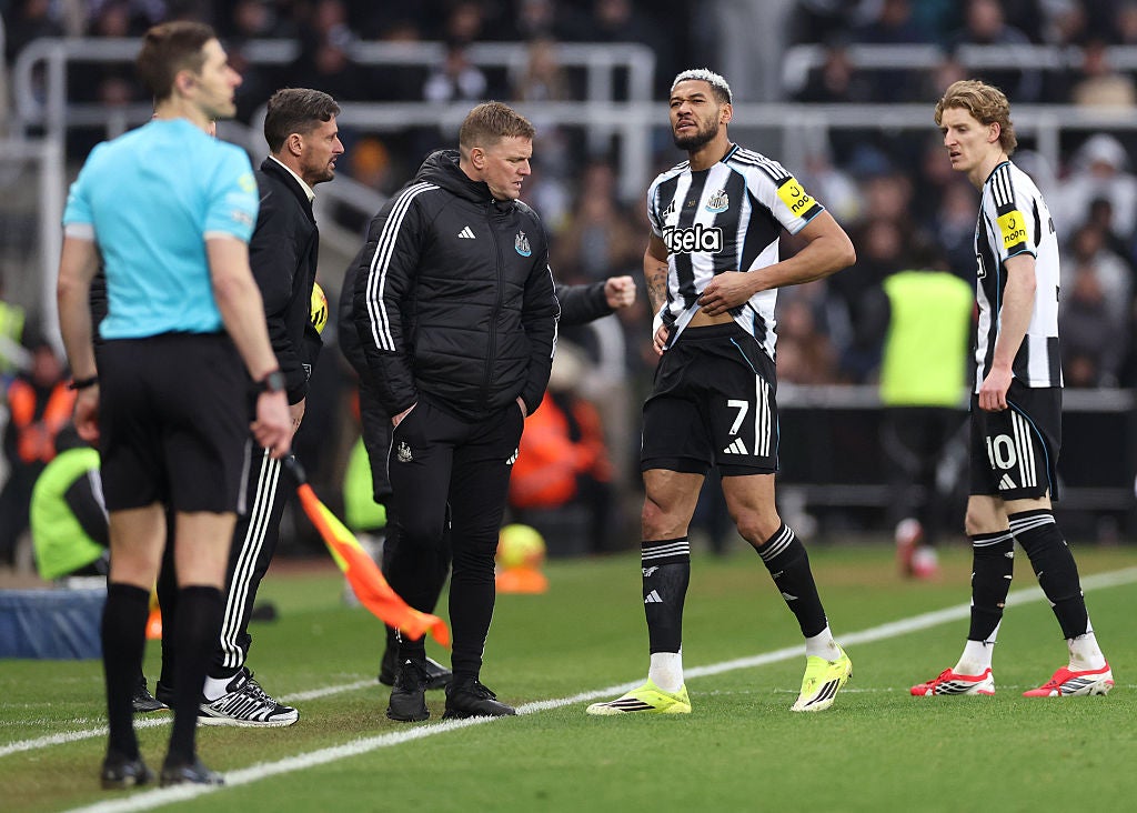 Joelinton came off injured against Aston Villa with a groin prblem