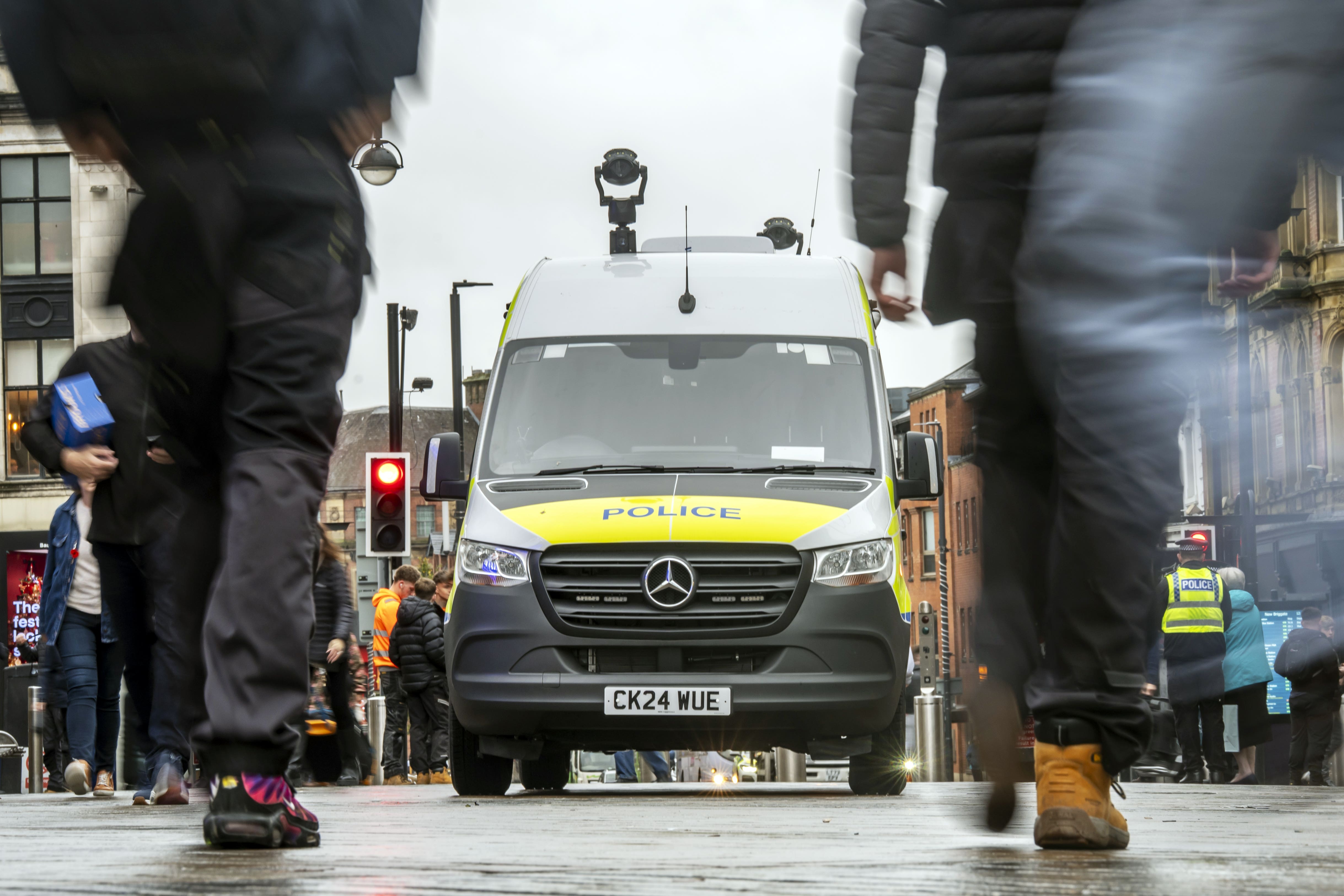 A camera on top of a Live Facial Recognition (LFR) van deployed in Leeds in November. (Danny Lawson/PA)