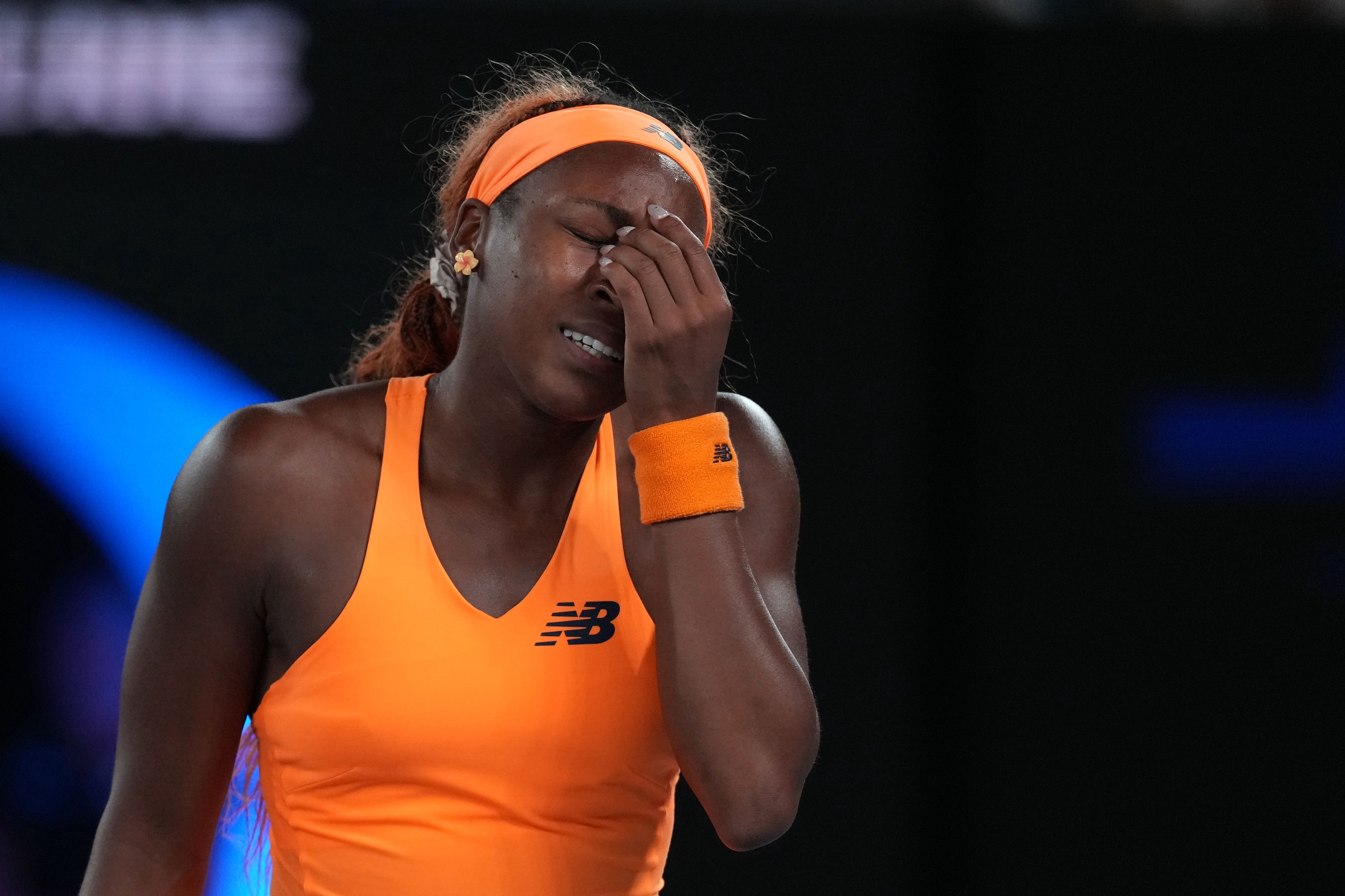 Gauff shows her frustration during her loss to Svitolina