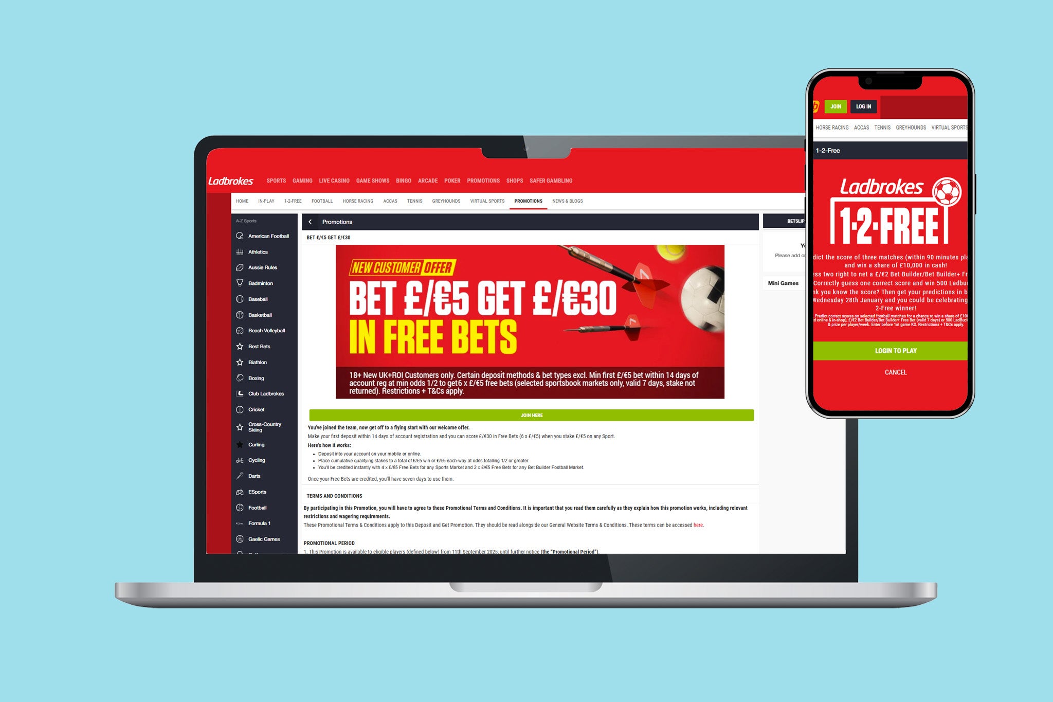 Ladbrokes have a vast sportsbook to use free bets