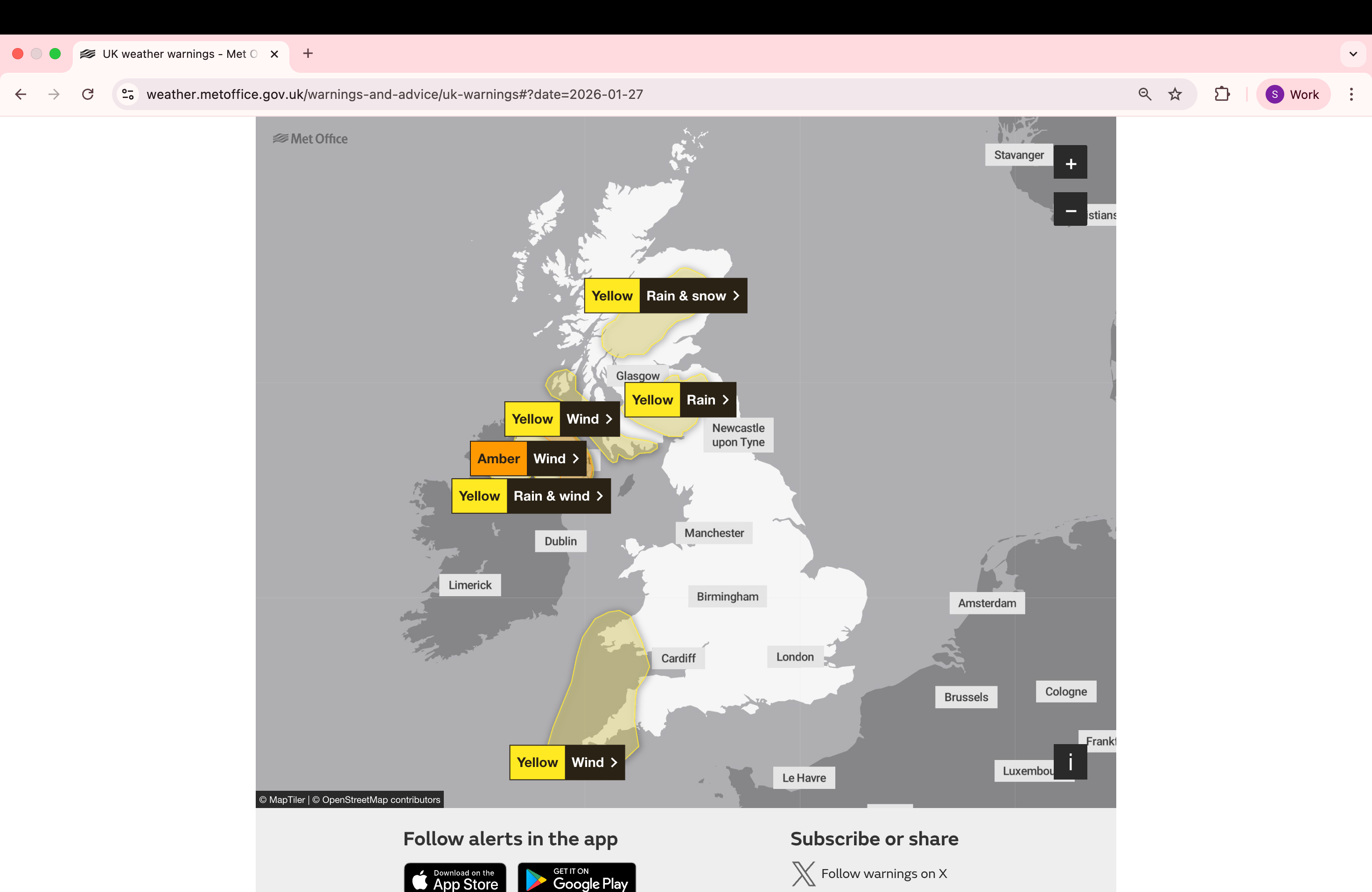 Several weather warnings have been issued, including an amber warning for wind in Northern Ireland