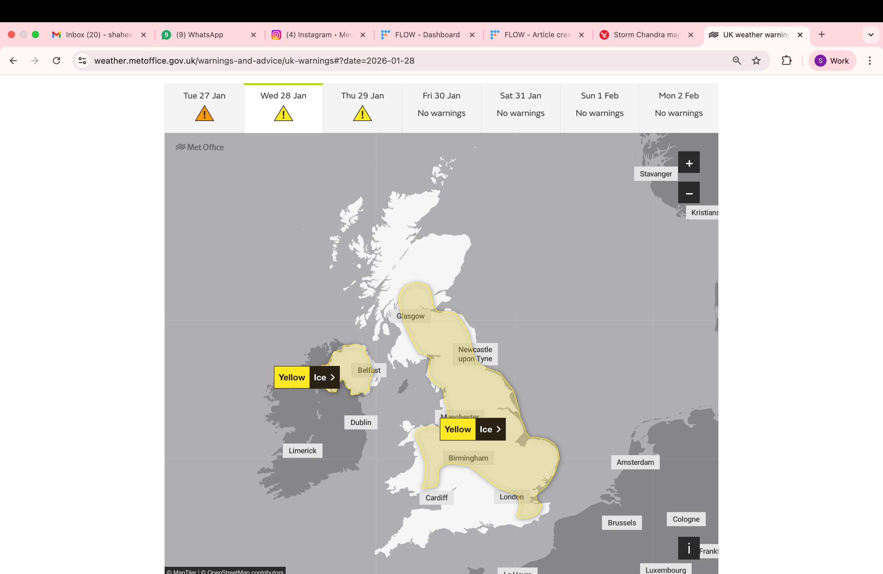 Ice is expected to form overnight Tuesday and may lead to some disruption through to Wednesday morning, the Met Office has warned