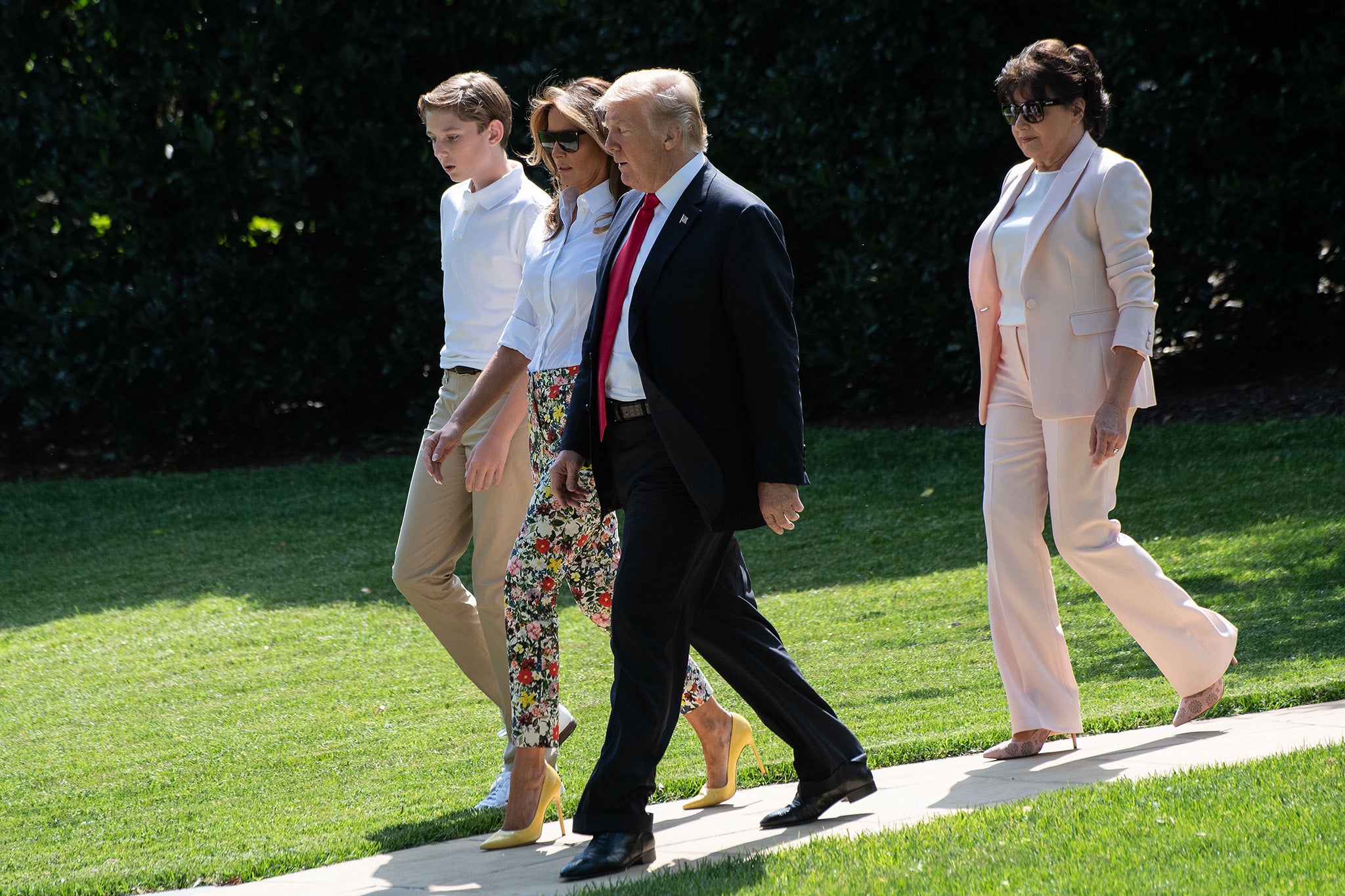 Family first: the Trumps with Melania’s mother Amalija Knavs and her son Barron in 2018