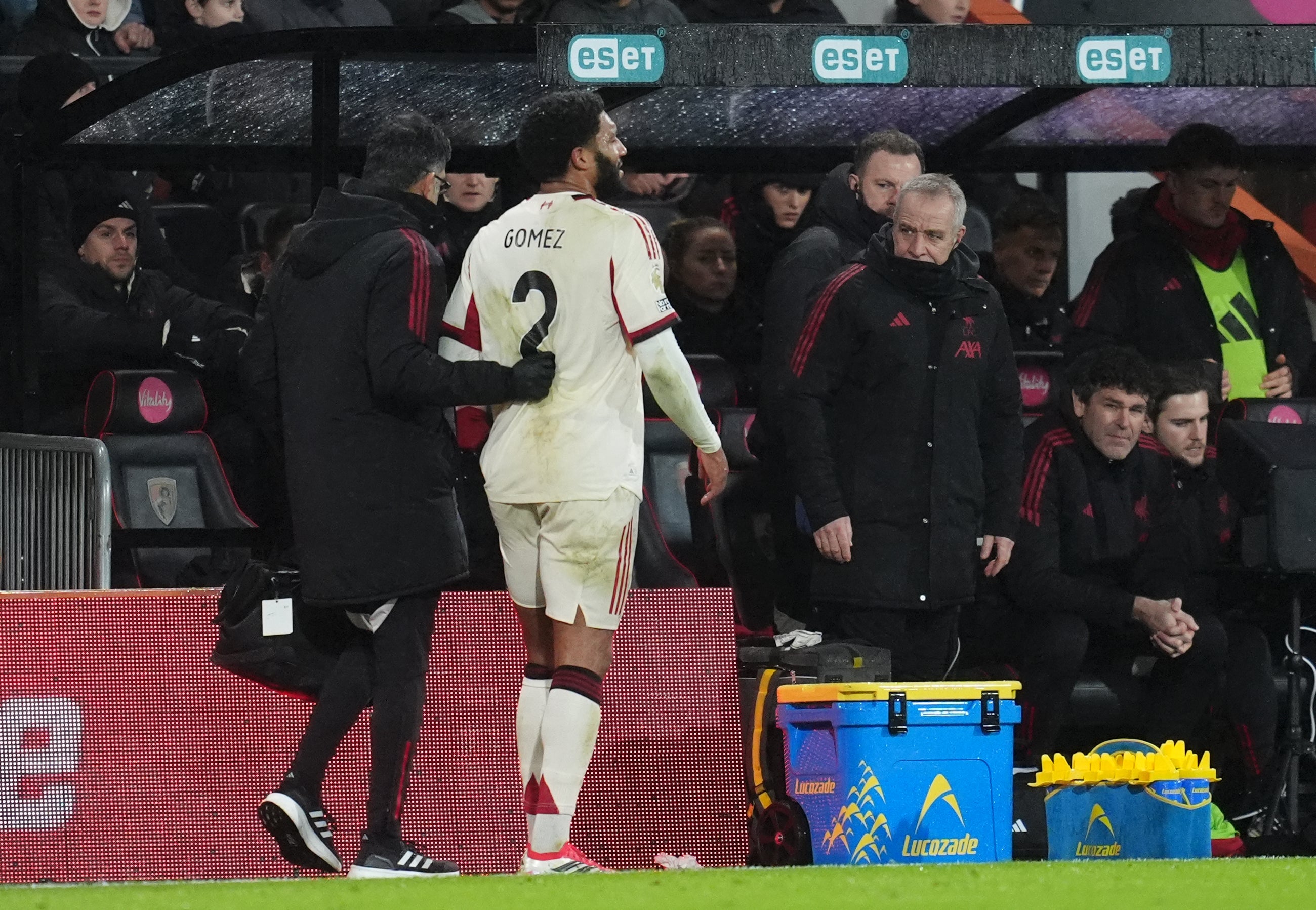 Joe Gomez picked up an injury against Bournemouth