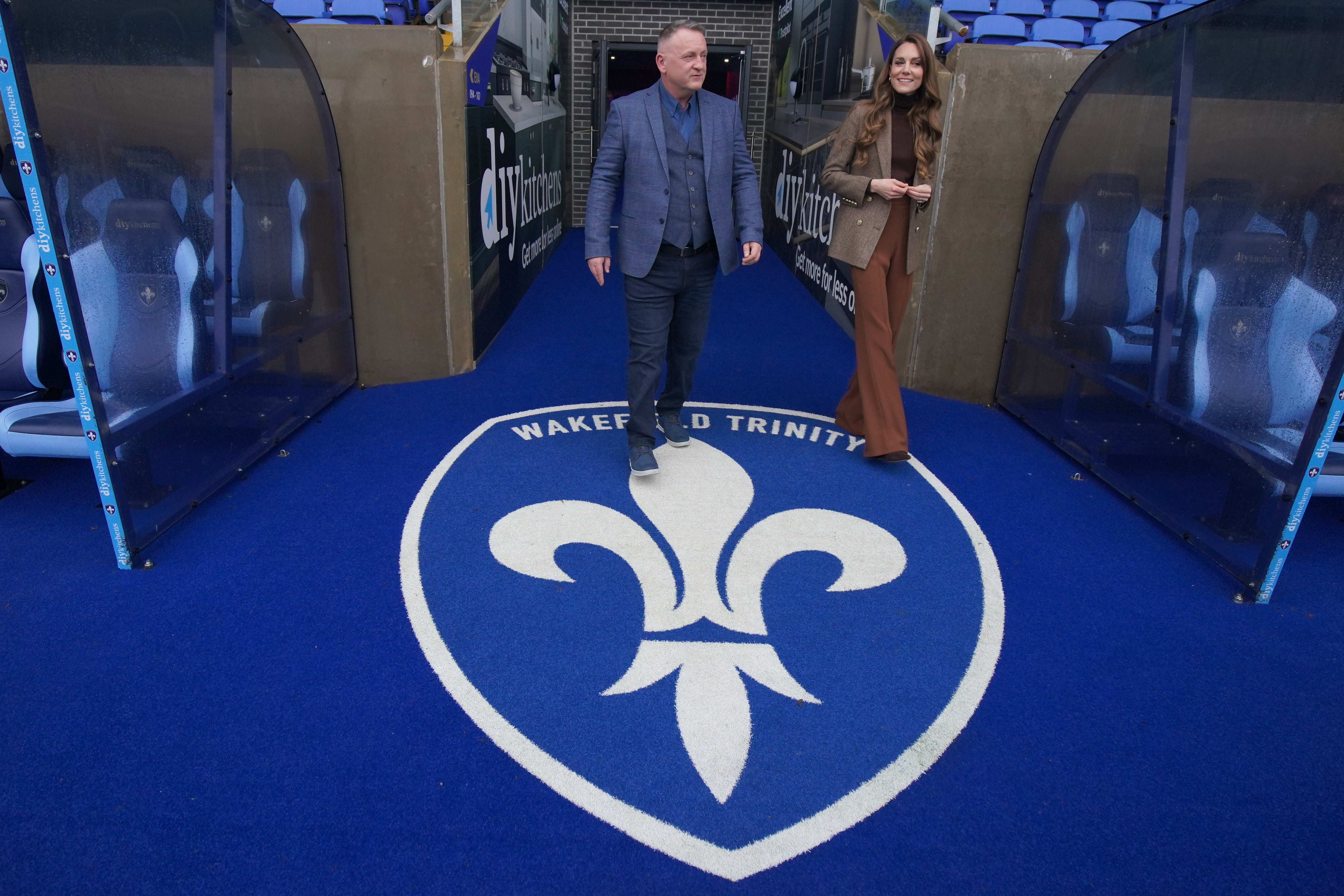 The Princess of Wales with Marc Lovering, RFL’s director of performance and development during a visit to Wakefield Trinity
