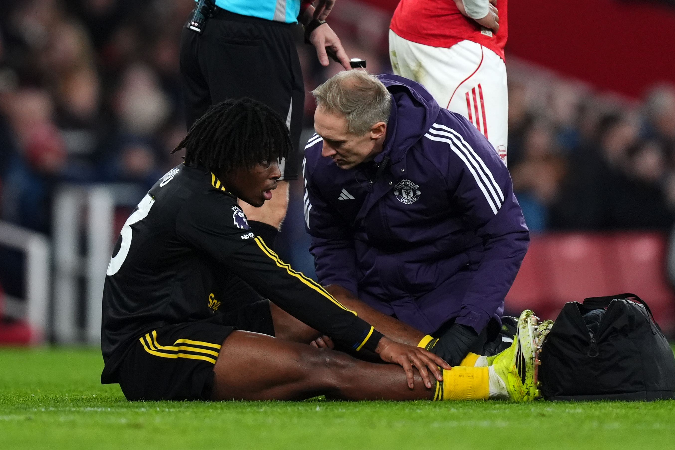 Patrick Dorgu is set to be out for a number of weeks for Manchester United with a hamstring injury (Mike Egerton/PA)
