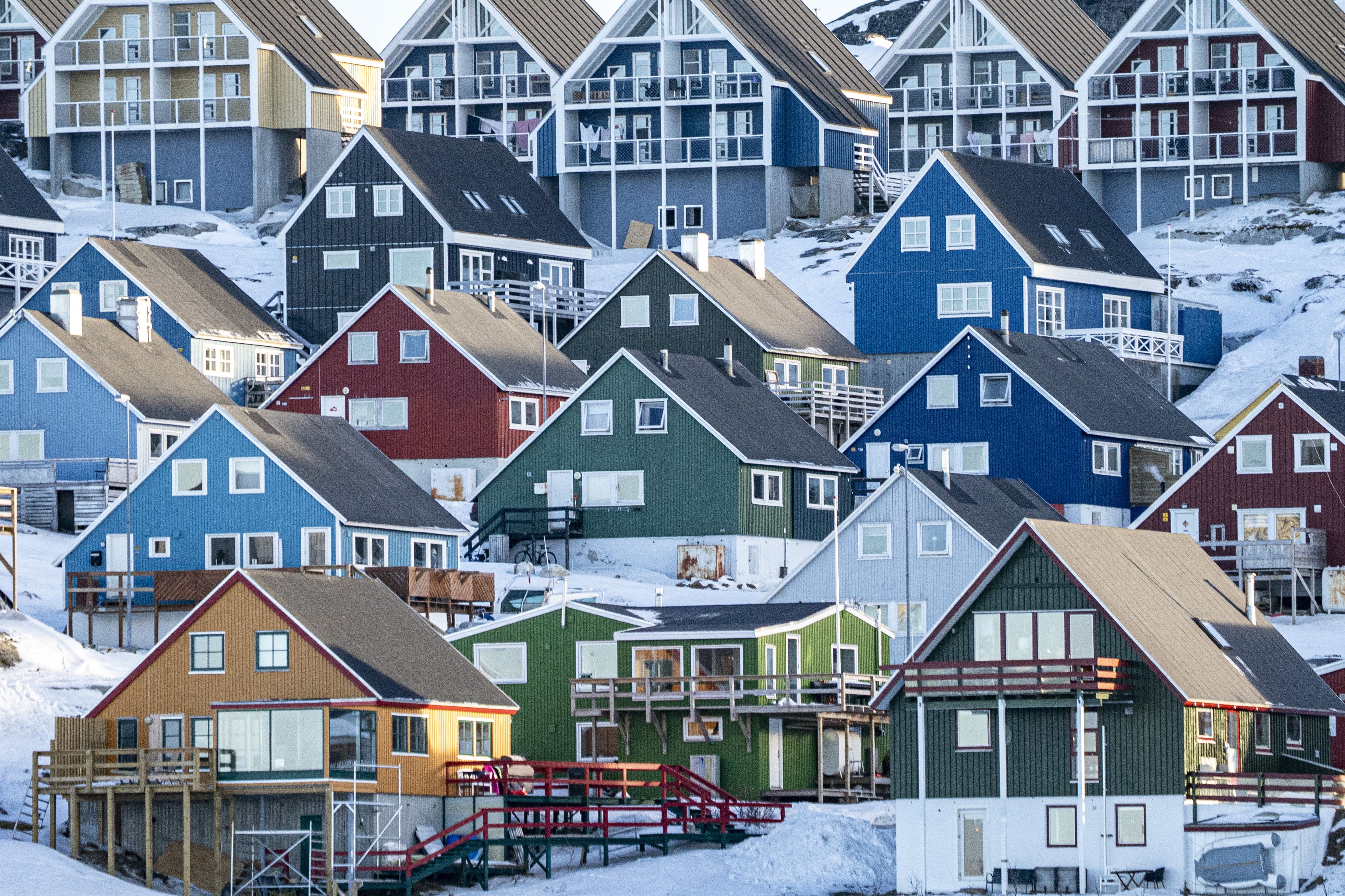 Houses on the coast of Nuuk, Greenland (Ben Birchall/PA)