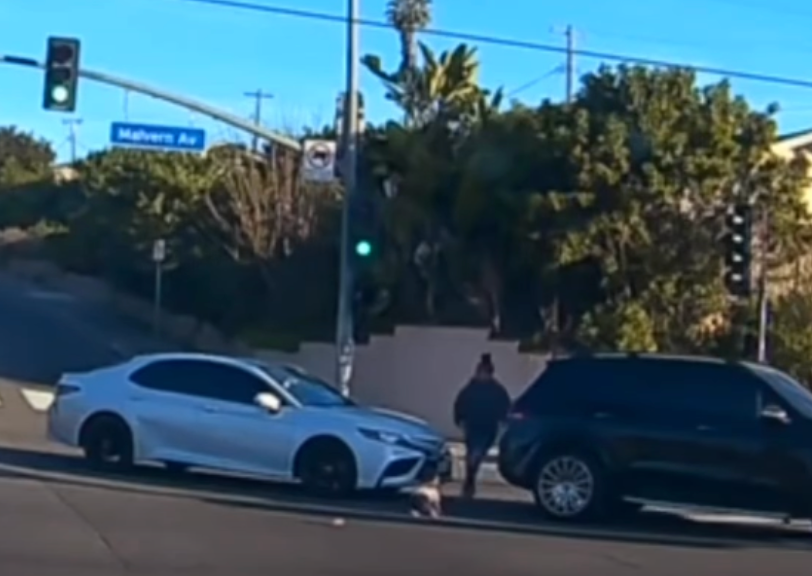 <p>A woman has been arrested in California after heart-stopping footage showed the moment a 19-month-old baby flew out of the passenger door of a moving vehicle and into the path of oncoming traffic</p>