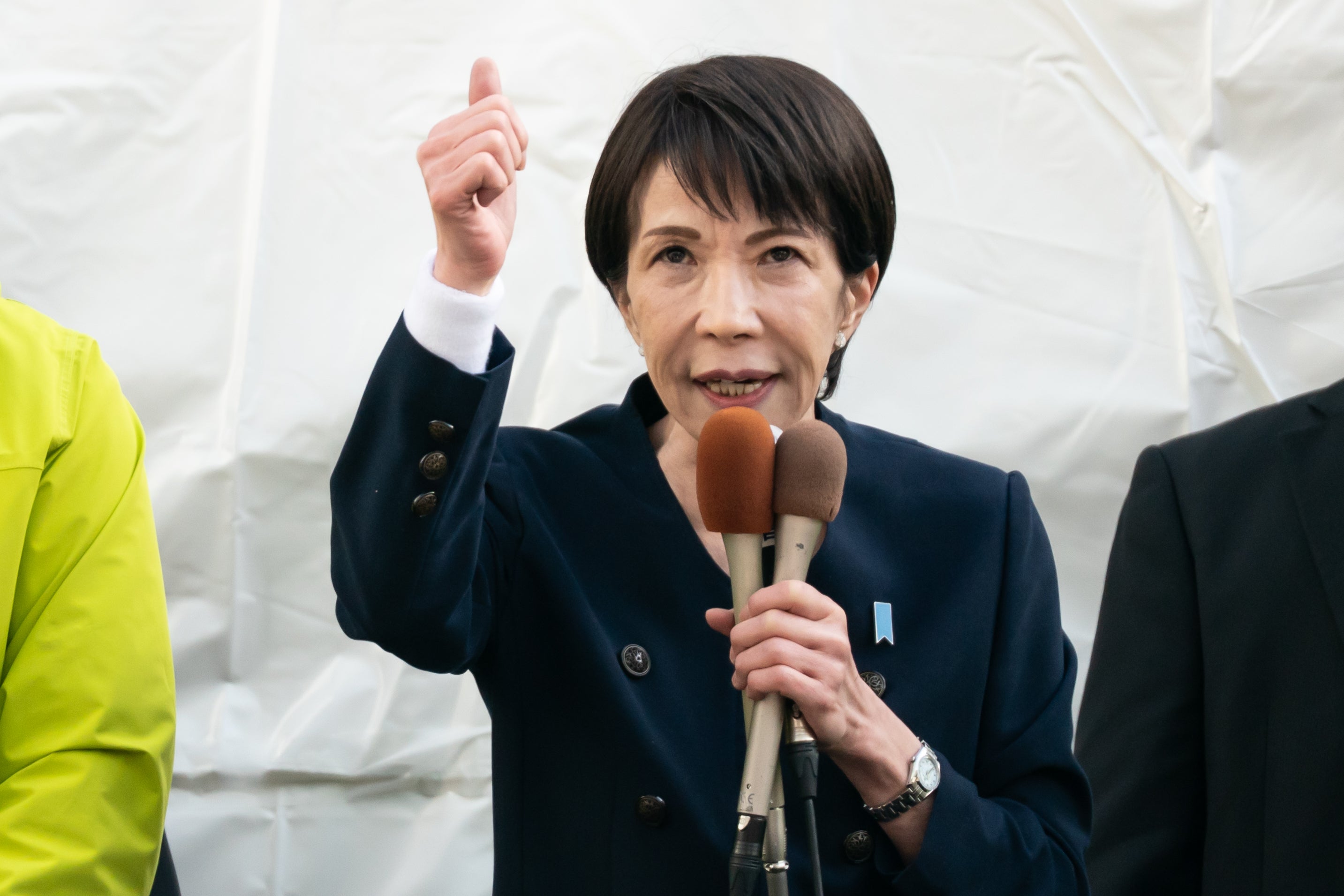 Sanae Takaichi speaks at an election campaign rally in the Akihabara area of Tokyo on 27 January 2026