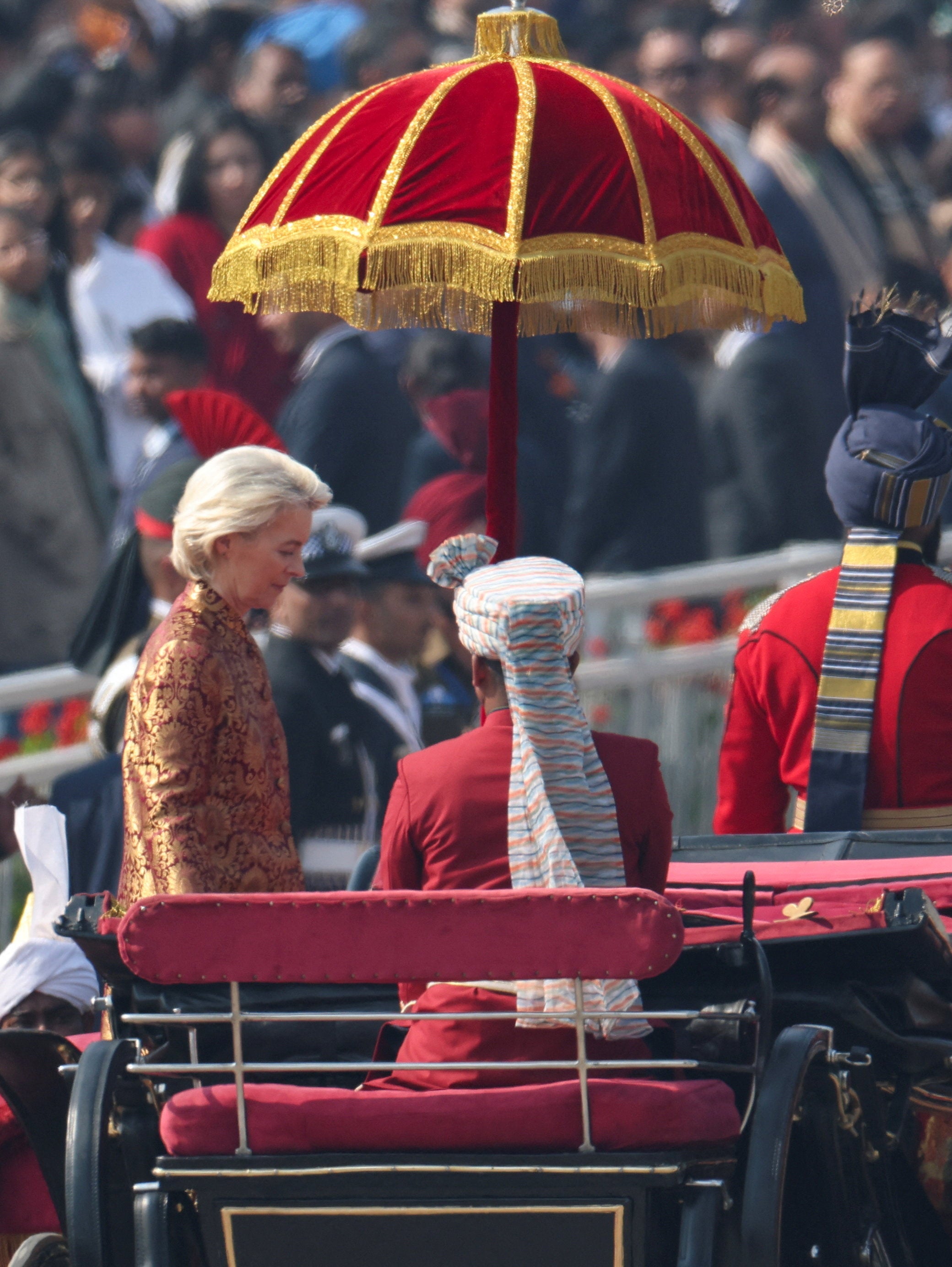 European Commission president Ursula von der Leyen leaves after attending the Republic Day parade in New Delhi