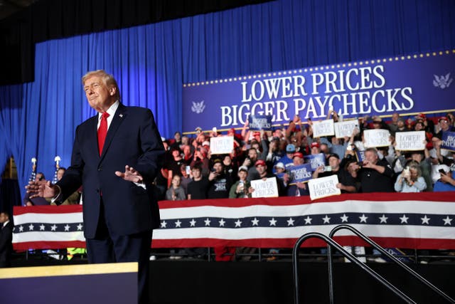 <p>Trump appears on stage at Iowa</p>